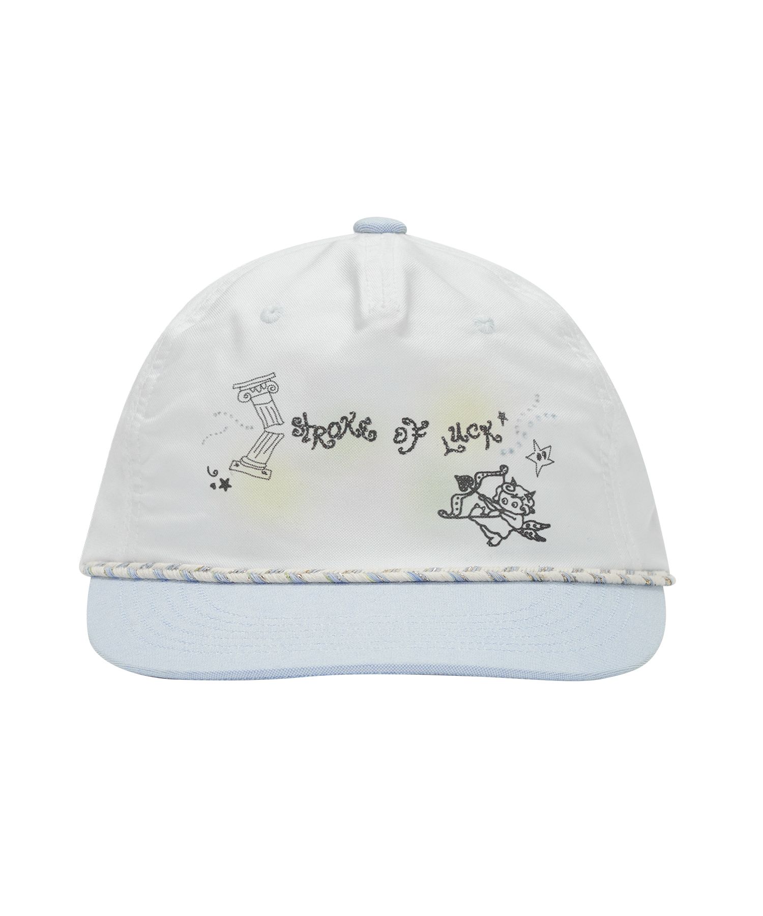 MUSINSA | TYPESERVICE Strap Trimmed Graphic Cap [White]