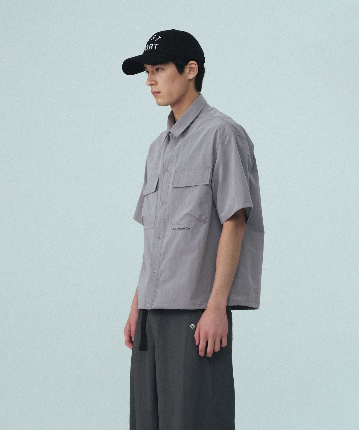레스트앤레크레이션(REST&RECREATION) NYLON HALF SHIRT - LIGHT GREY