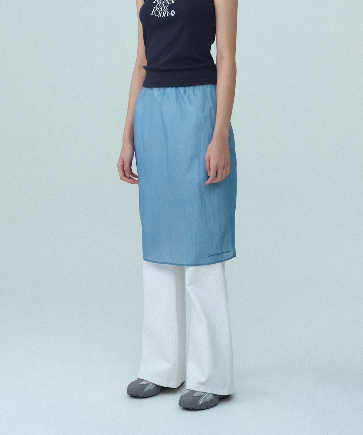 레스트앤레크레이션(REST&RECREATION) SEE THROUGH SKIRT - BLUE