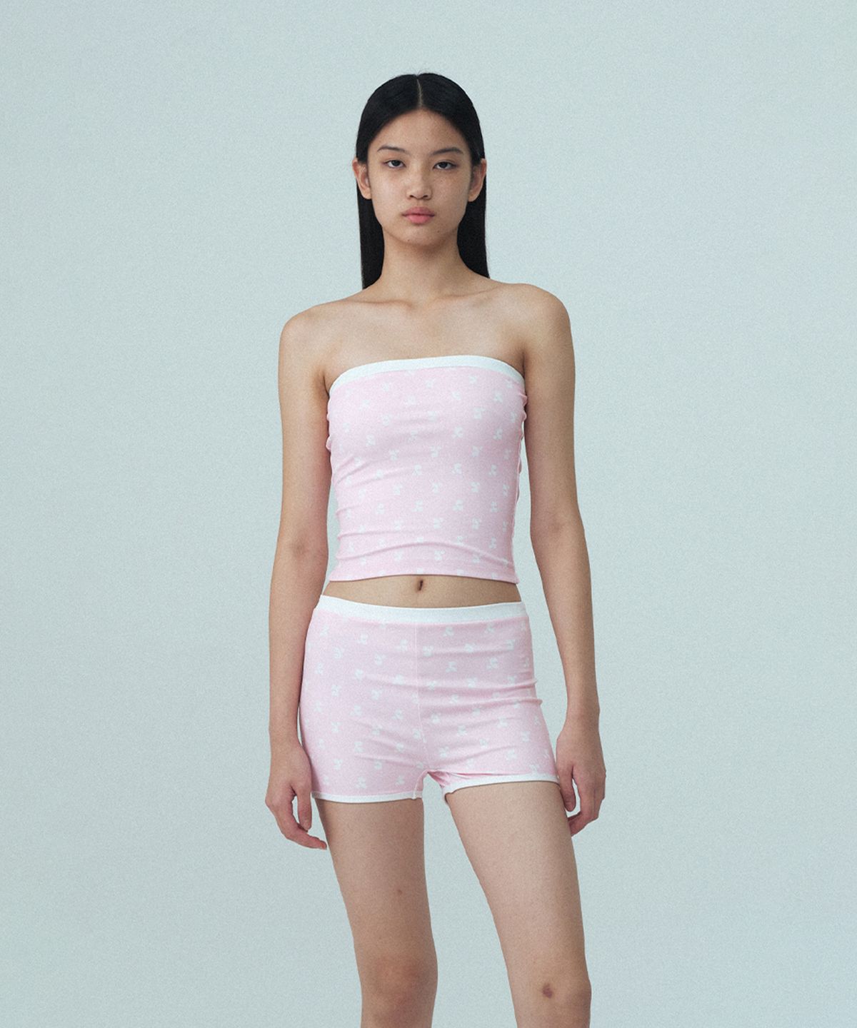 레스트앤레크레이션(REST&RECREATION) LOGO PATTERN TUBE TOP BIKINI - PINK