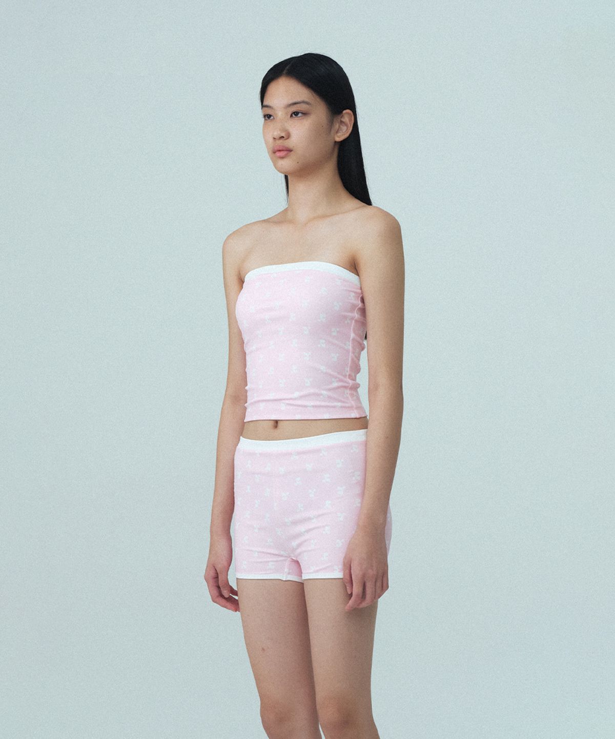 레스트앤레크레이션(REST&RECREATION) LOGO PATTERN TUBE TOP BIKINI - PINK