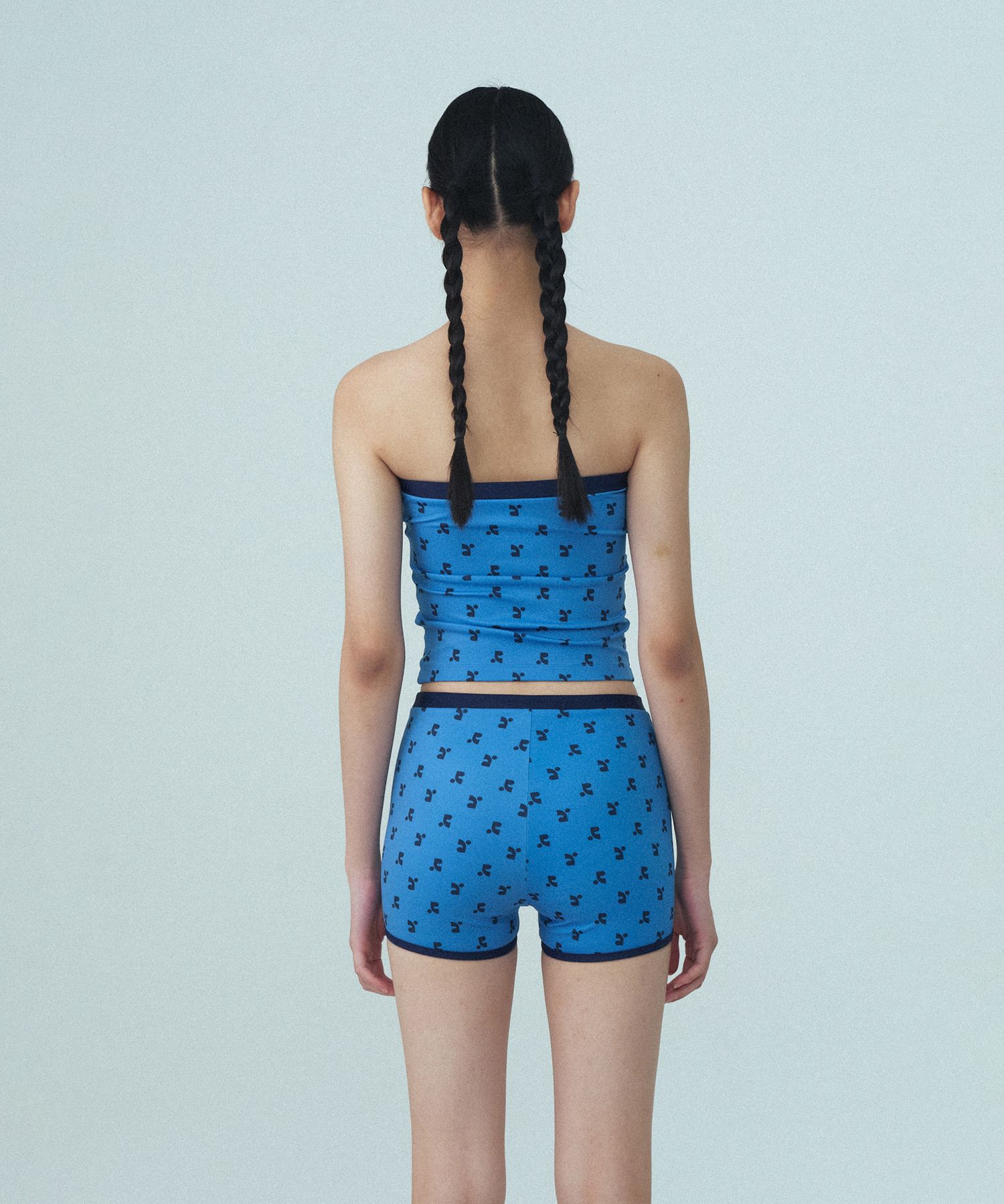 MUSINSA | REST&RECREATION LOGO PATTERN TUBE TOP BIKINI - BLUE