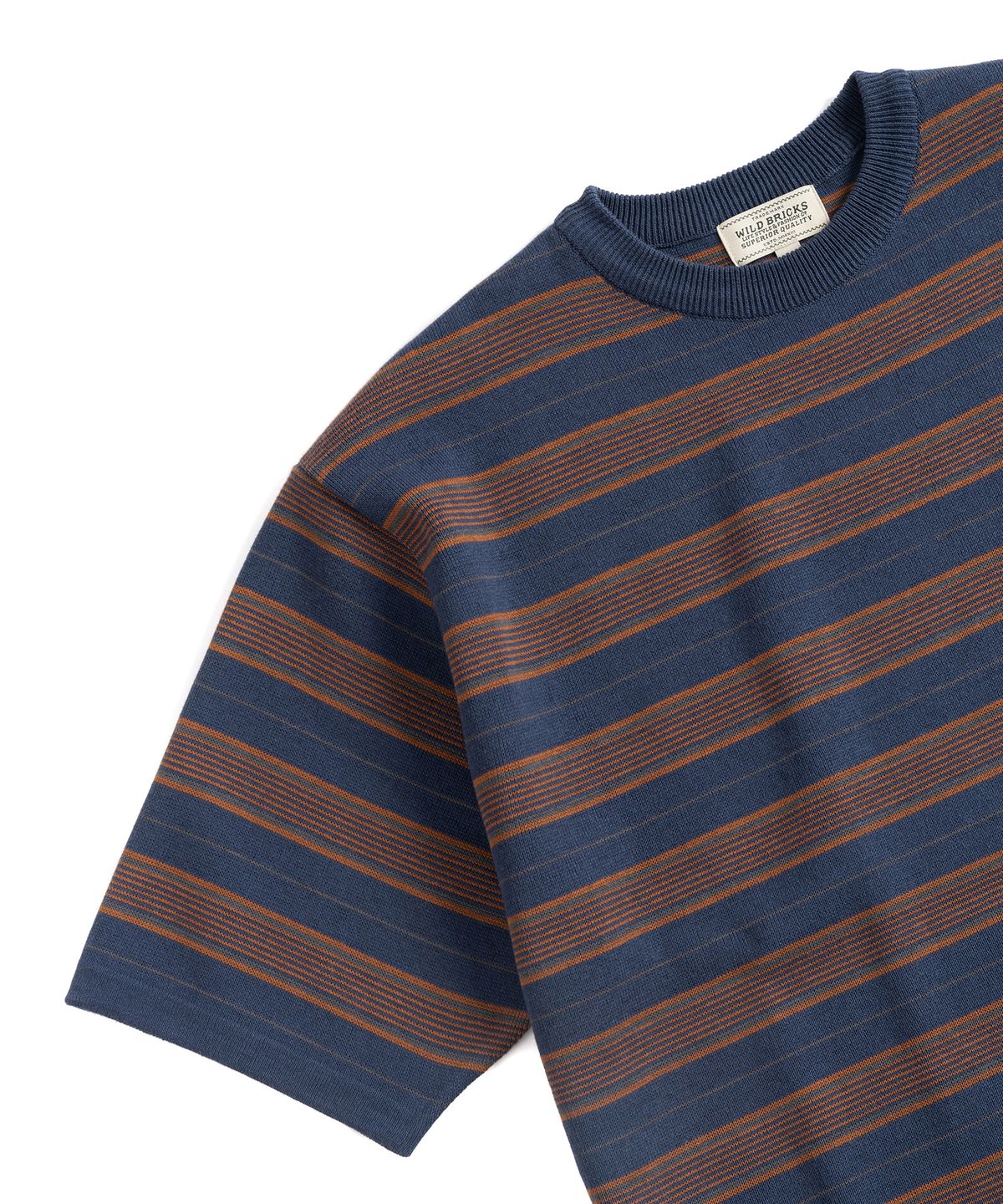 와일드 브릭스(WILD BRICKS) W23 KNITTED STRIPE T-SHIRT (blue&brown)