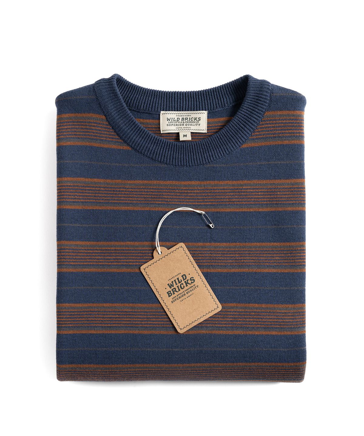 와일드 브릭스(WILD BRICKS) W23 KNITTED STRIPE T-SHIRT (blue&brown)