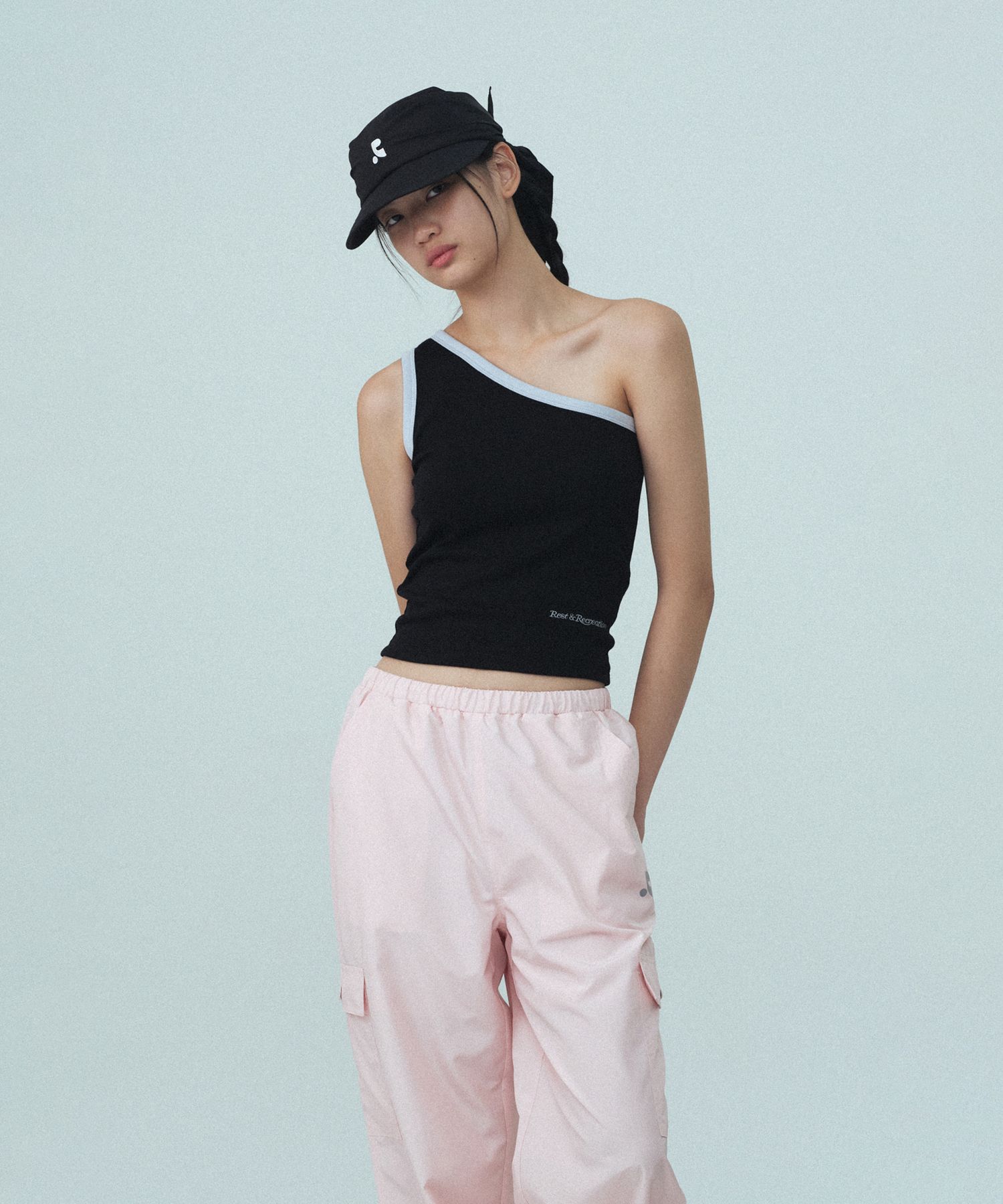 MUSINSA | REST&RECREATION LOGO SCARF CAP - BLACK