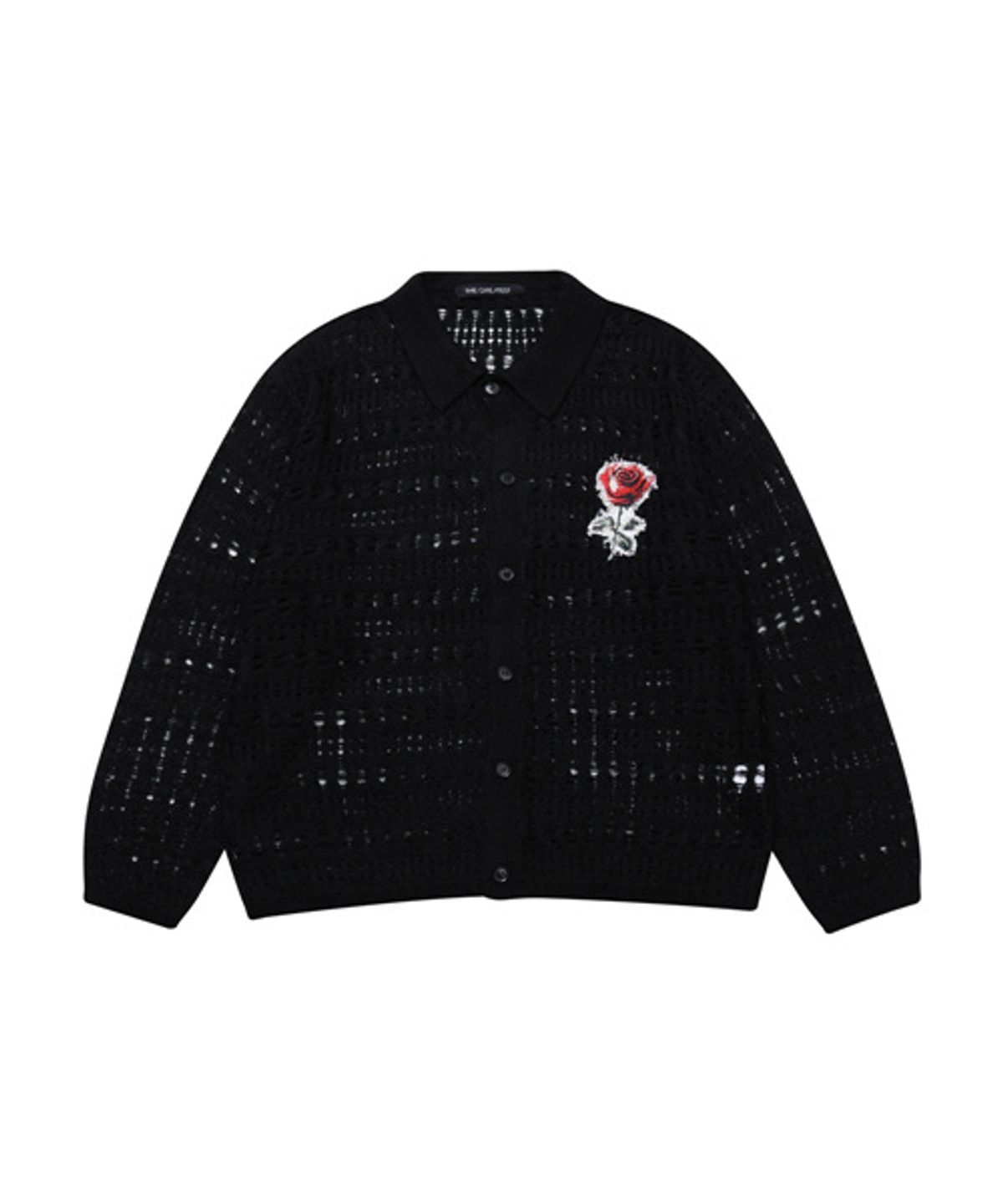 그레이티스트(THE GREATEST) Sheer Rose Patch Shirt Black