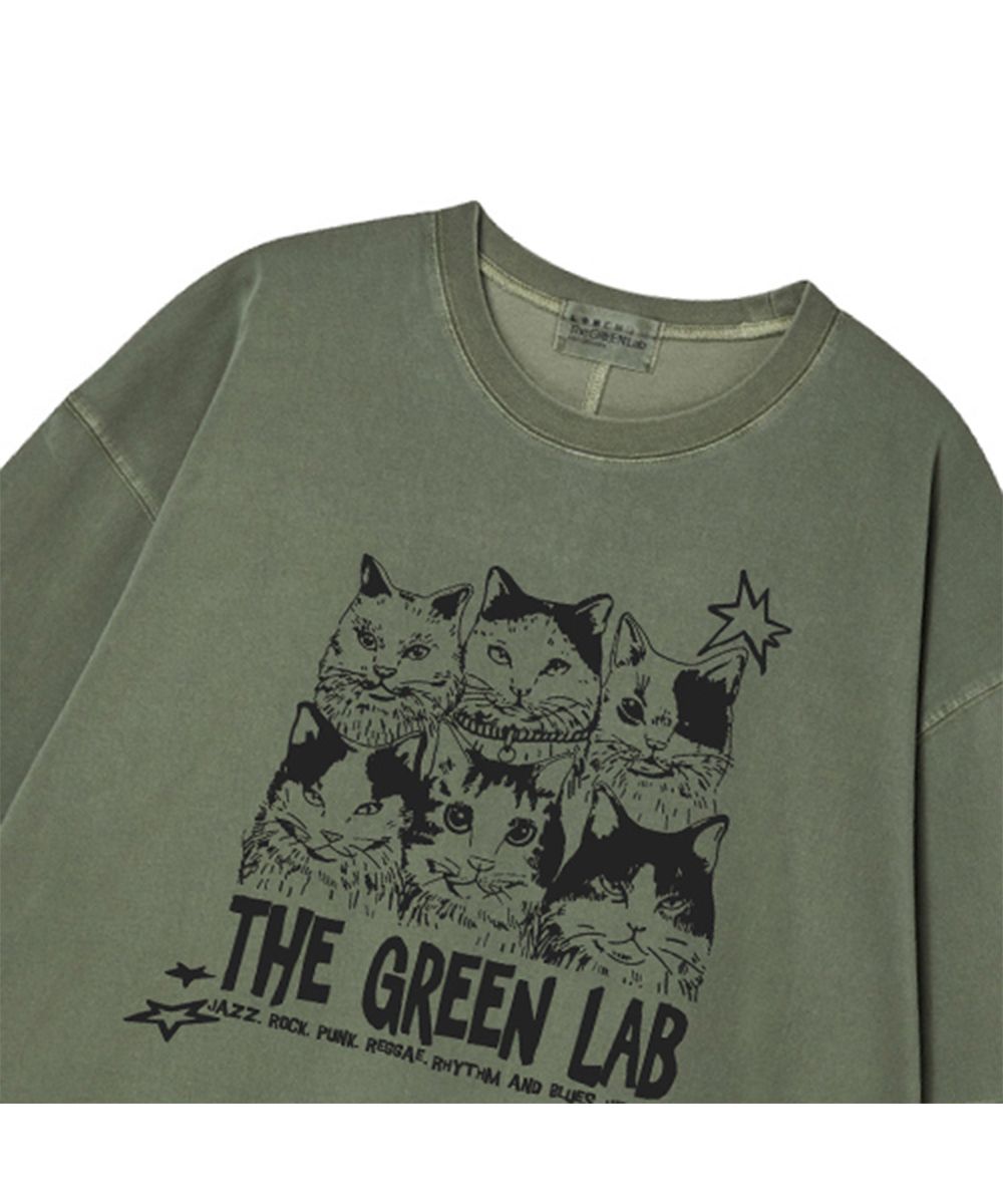 MUSINSA | THE GREEN LAB Pigment Music Cat Overfit Short