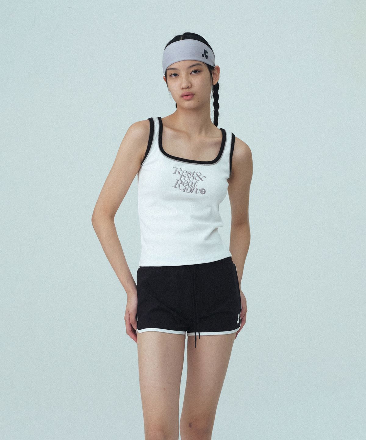 레스트앤레크레이션(REST&RECREATION) LOGO JERSEY HAIR BAND - GREY