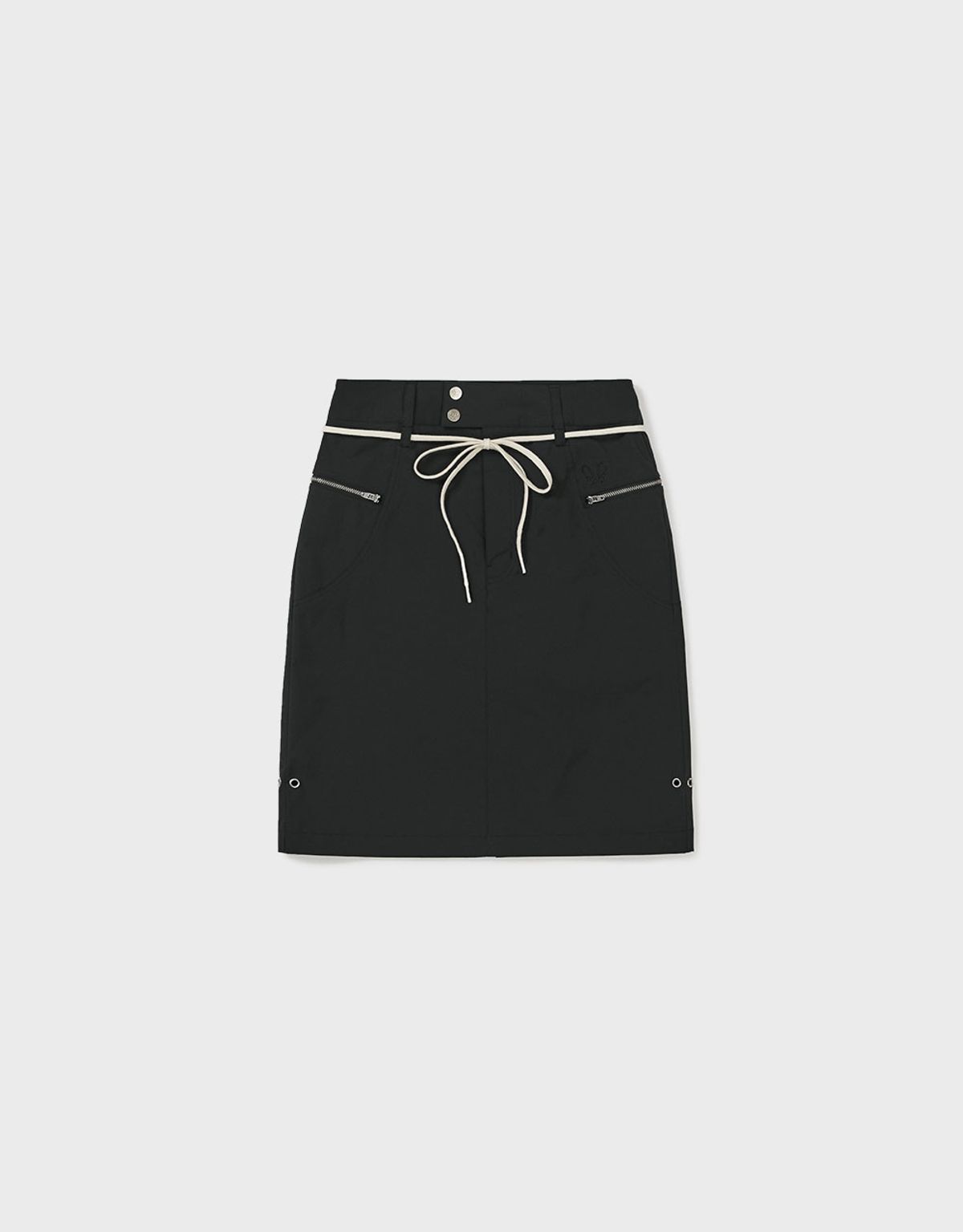 엠엠더블유(MMW) [MMW] STRING MID SKIRT (BLACK)