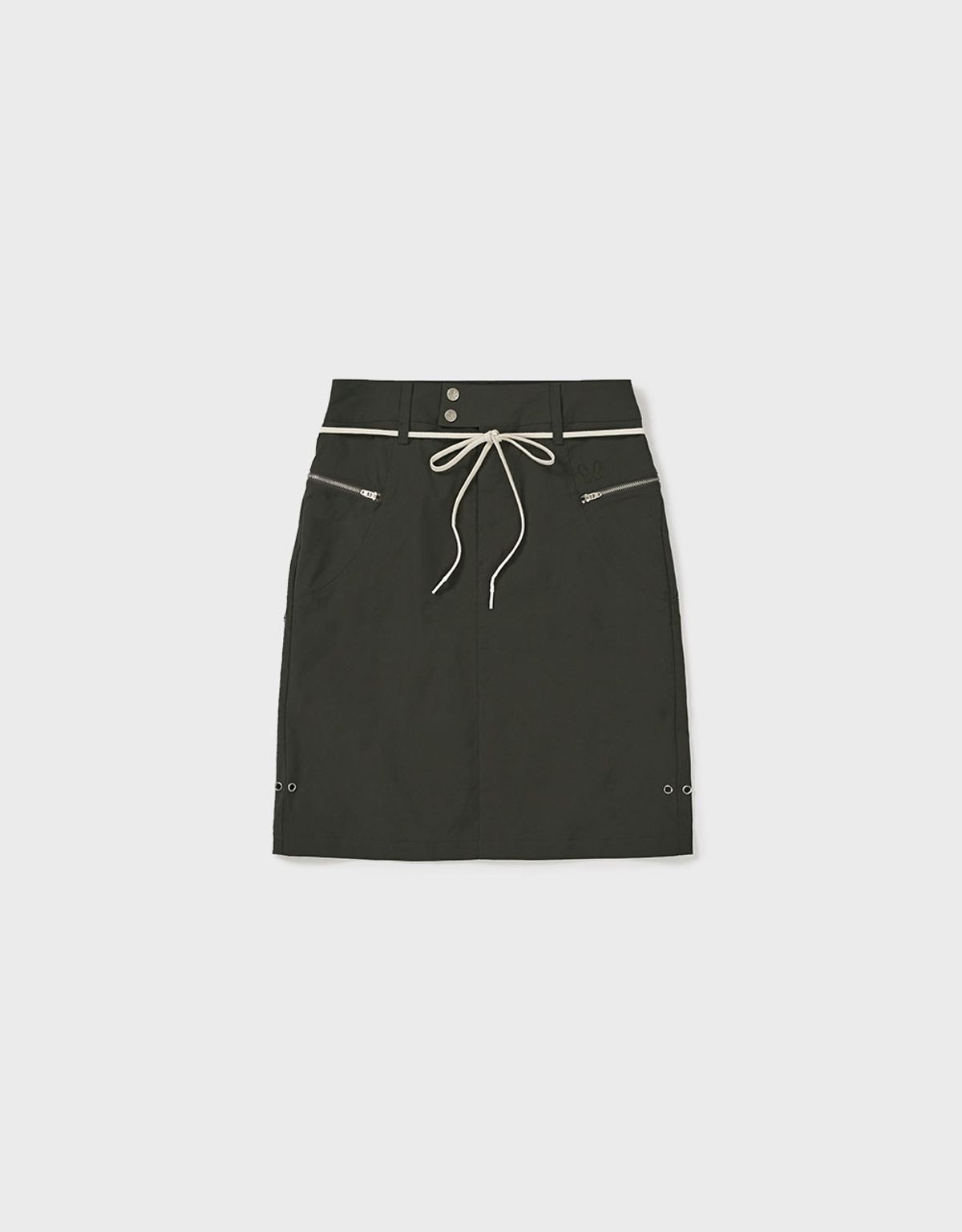 엠엠더블유(MMW) [MMW] STRING MID SKIRT (CHARCOAL)