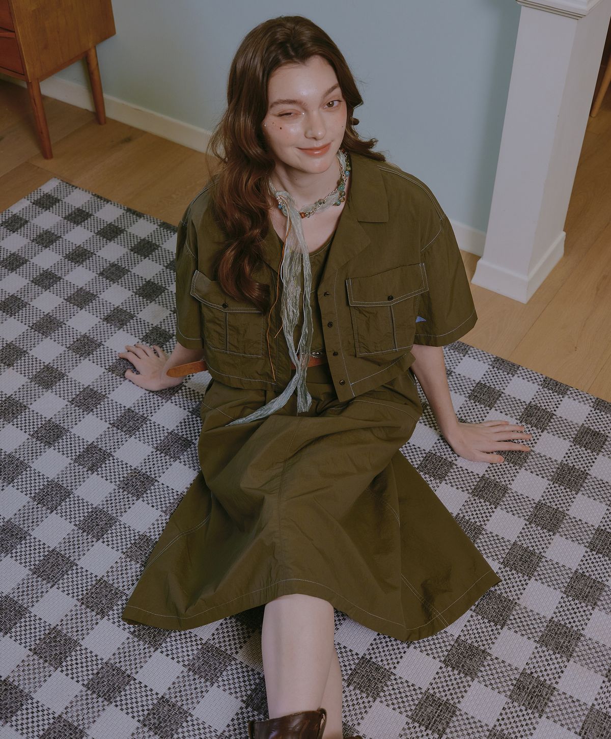 누크피터(NUUKFITTER) HUNTER CROP BOXY SHIRT_WOMEN [KHAKI]