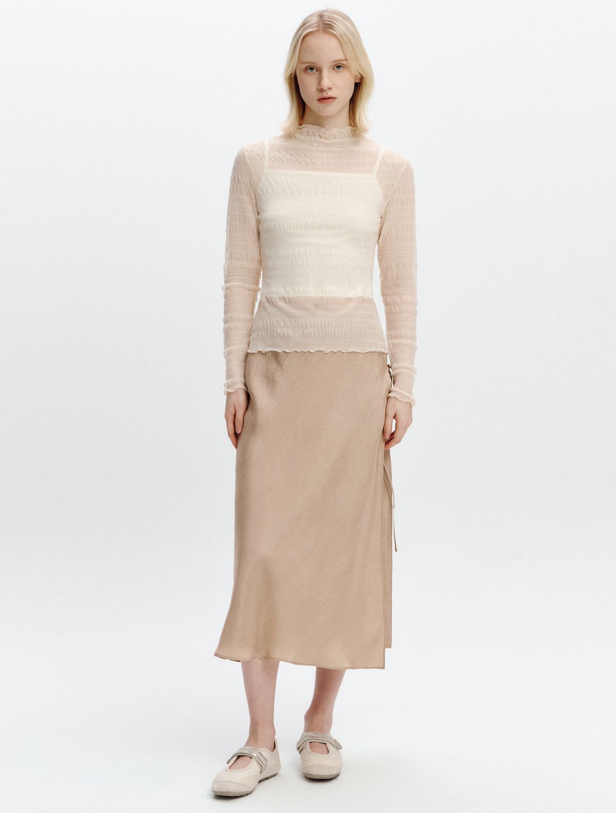 그레이데시온(GRAYDATION) See-through T-blouse (Top set) CREAM