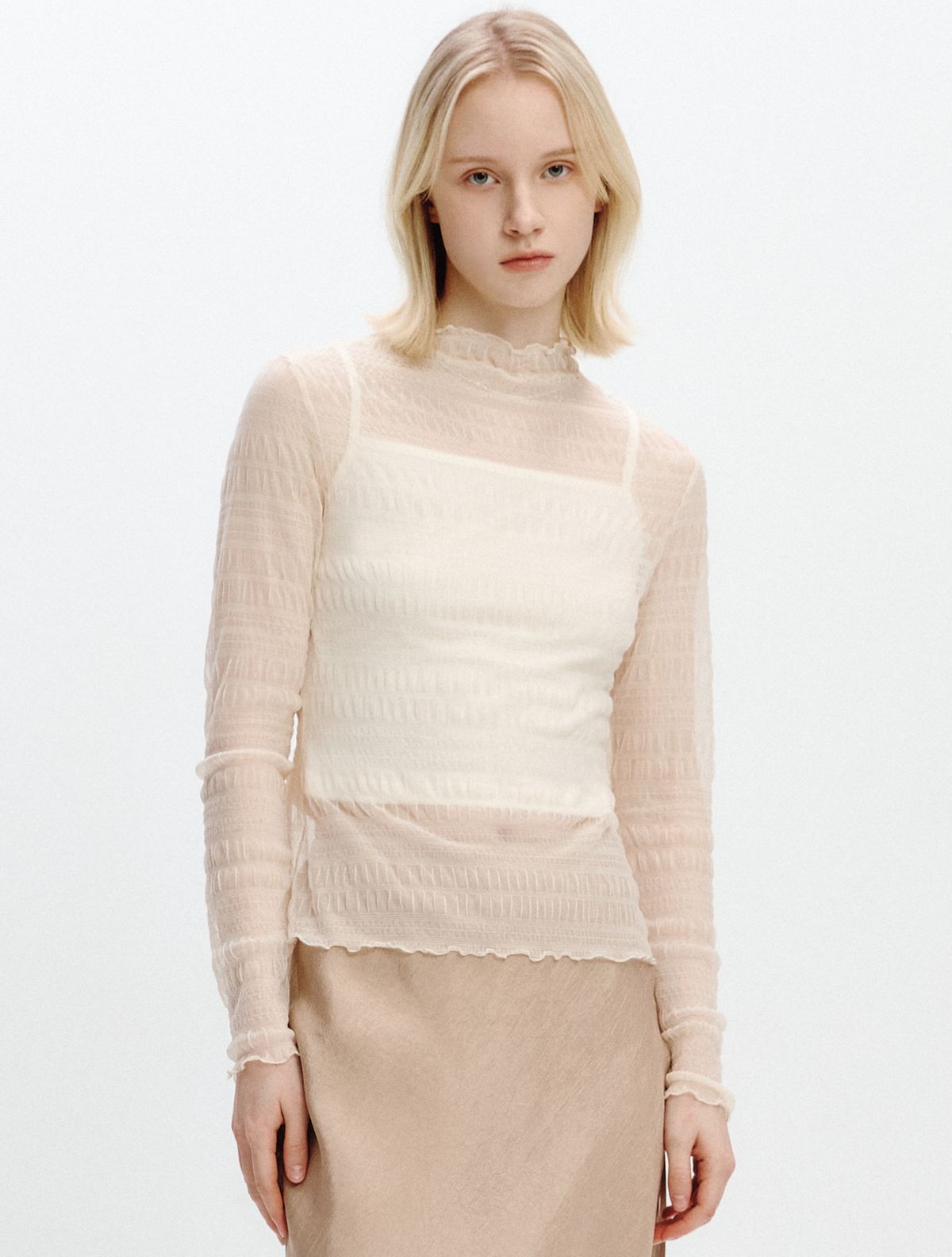 그레이데시온(GRAYDATION) See-through T-blouse (Top set) CREAM