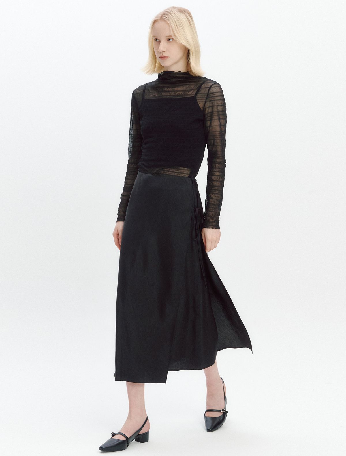 그레이데시온(GRAYDATION) See-through T-blouse (Top set) BLACK