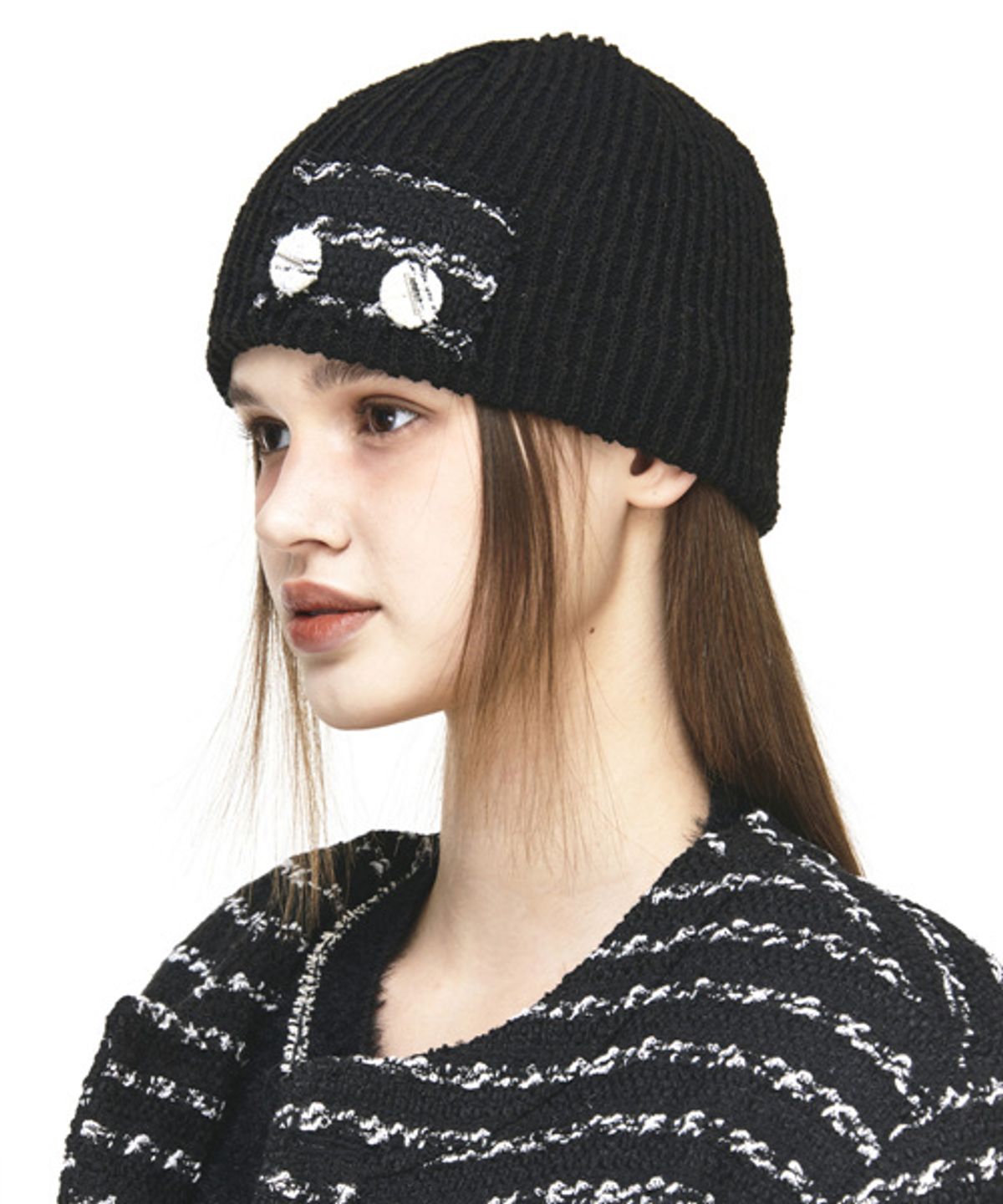 그레이티스트(THE GREATEST) Button Patch Beanie Black