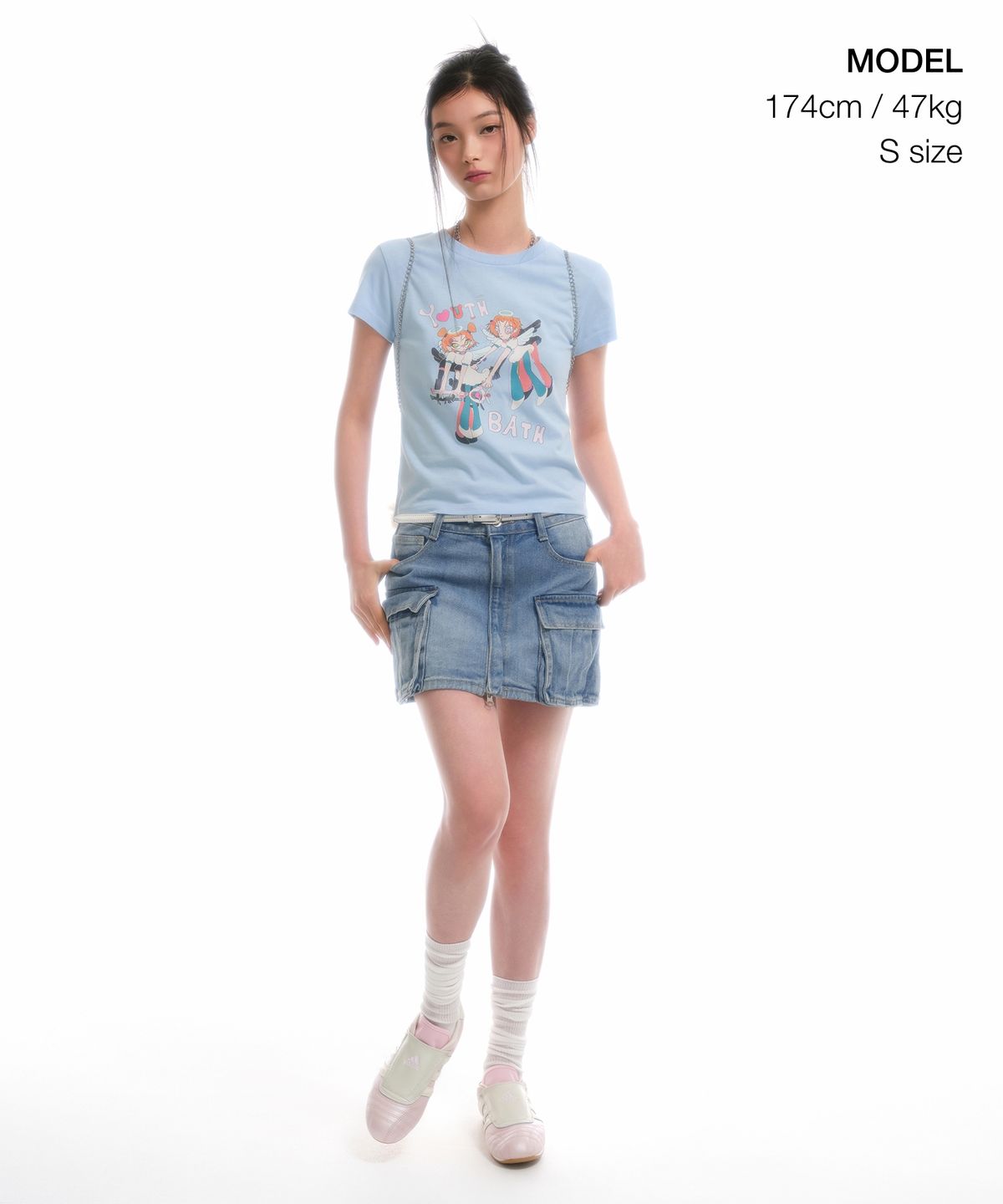 무신사 스탠다드 우먼(MUSINSA STANDARD WOMAN) [유쓰배쓰 컬래버] 우먼즈 트윈 걸즈 티셔츠 [스카이 블루]