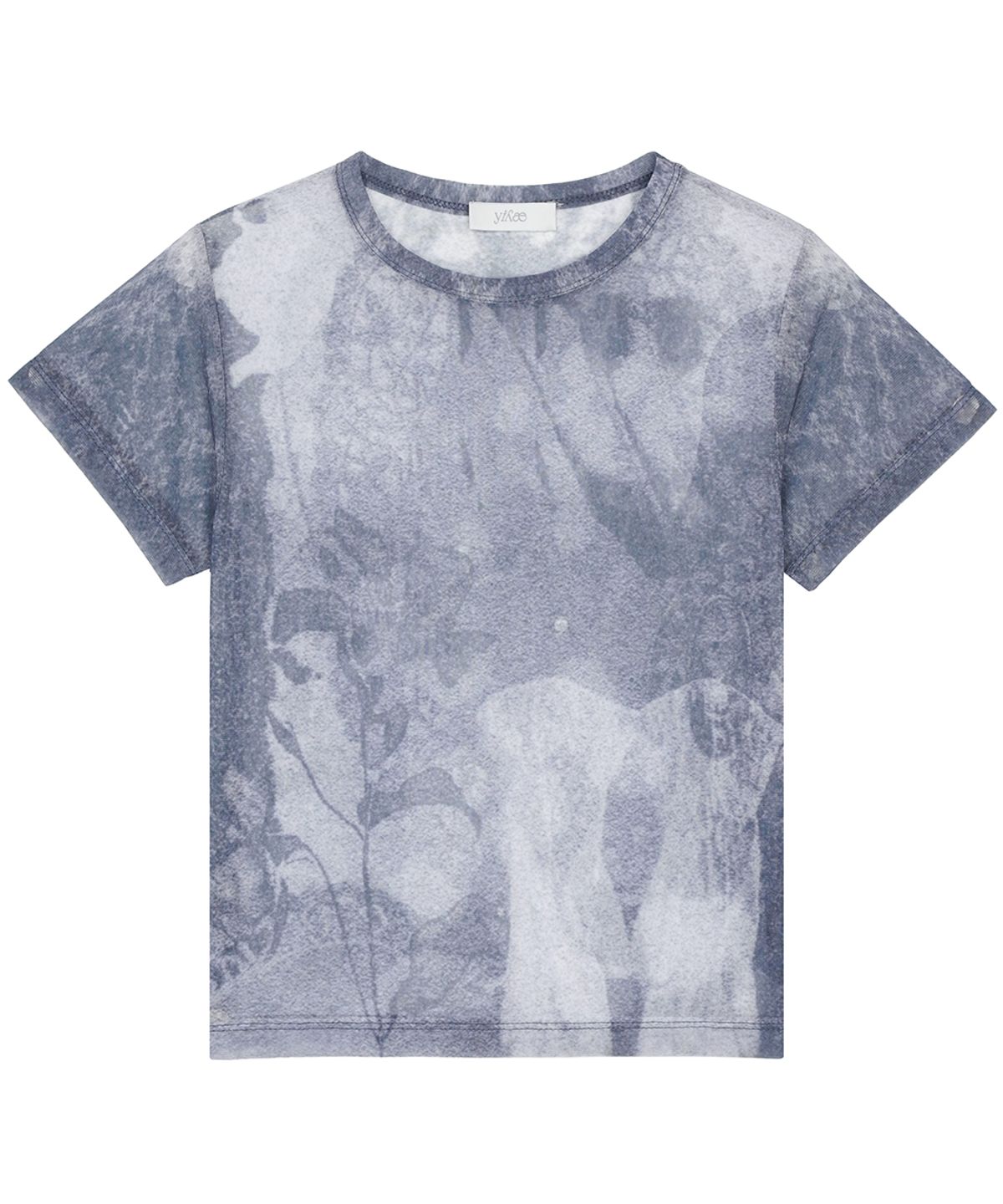 이예(YIYAE) Sheer Ethereal Mesh Short Sleeve Grey