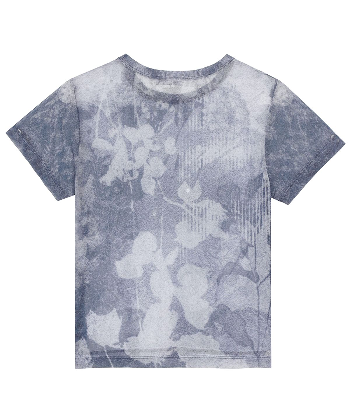 이예(YIYAE) Sheer Ethereal Mesh Short Sleeve Grey
