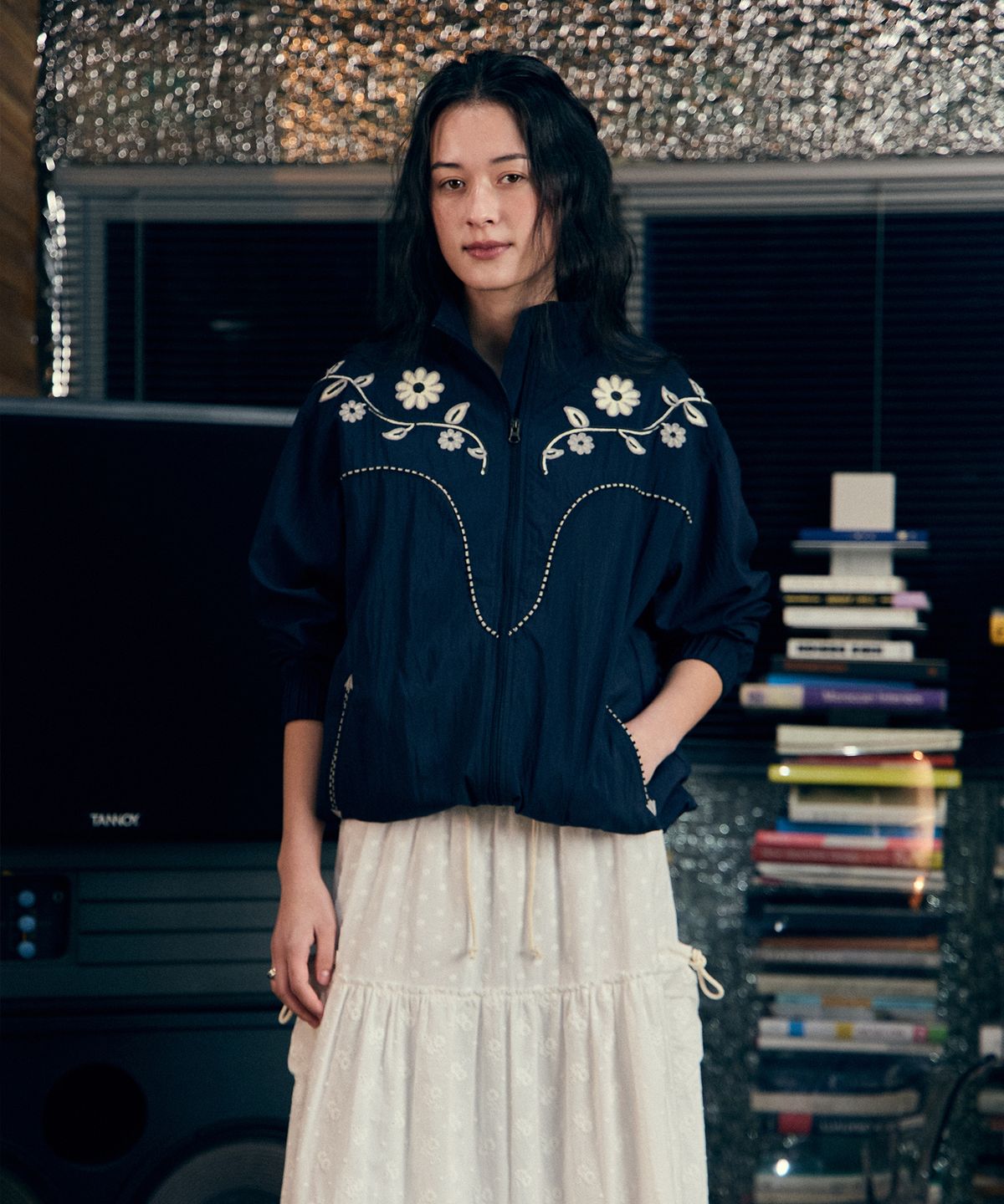 프리터(FRITUR) Embroidery Western Windbreaker Navy_F251JK06