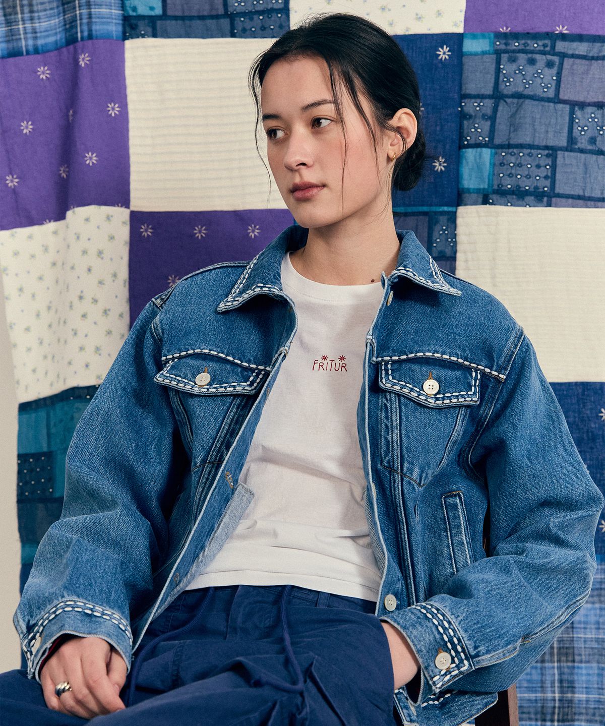 프리터(FRITUR) Stitch Denim Jacket Blue_F251JK03