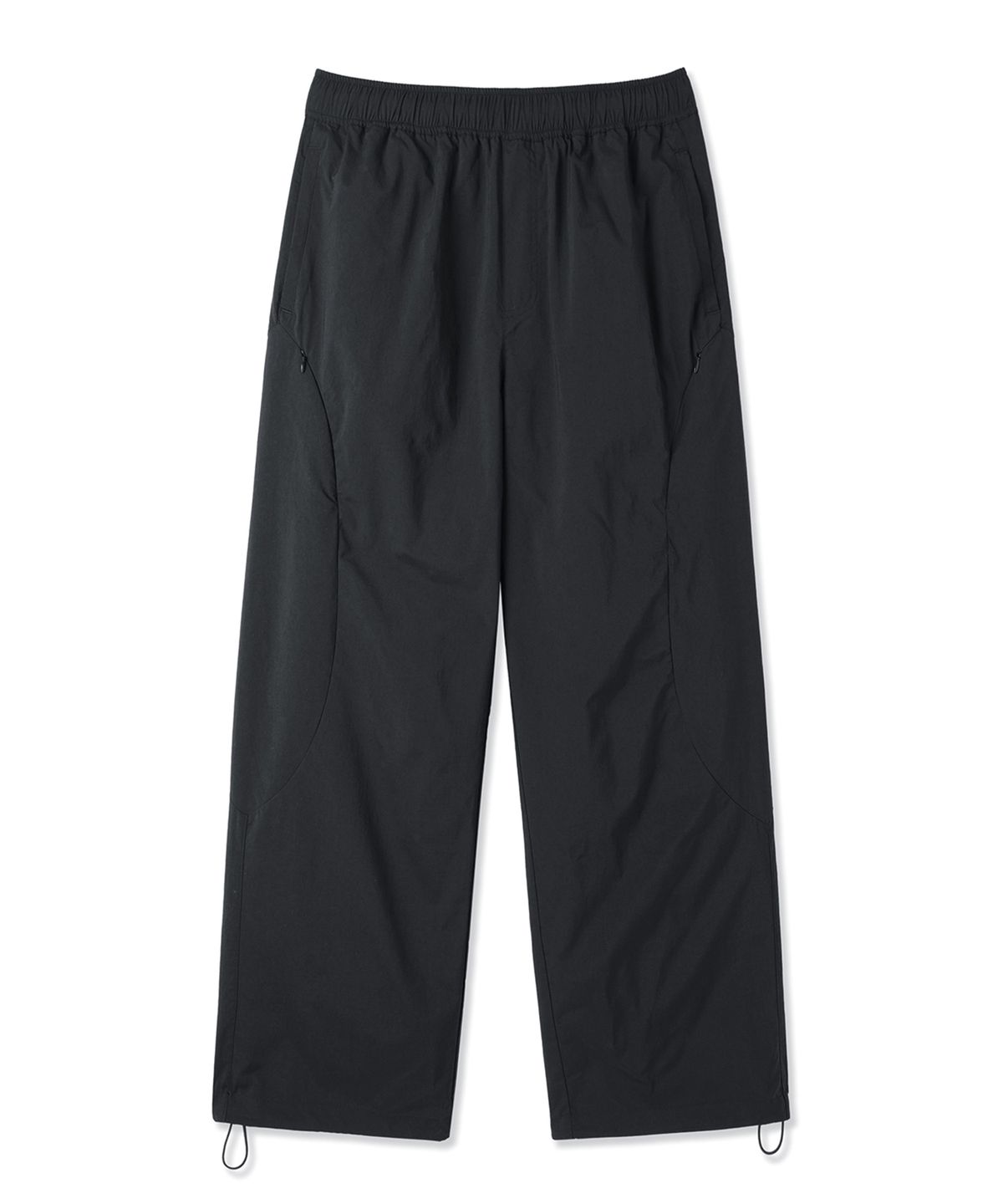 오픈야드(오와이)(OPENYARD(OY)) SIDE CIRCULAR ZIP HIGH NYLON PANTS - BLACK