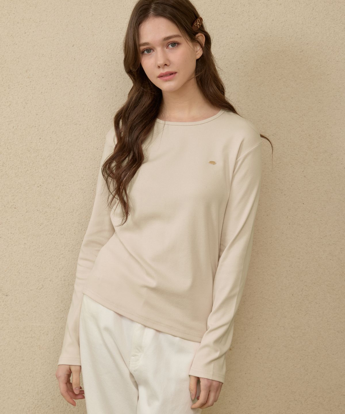 르 스튜디오(LE STUDIO) SIMPLE FLIP ROUND T-SHIRT_LS251TS005CR