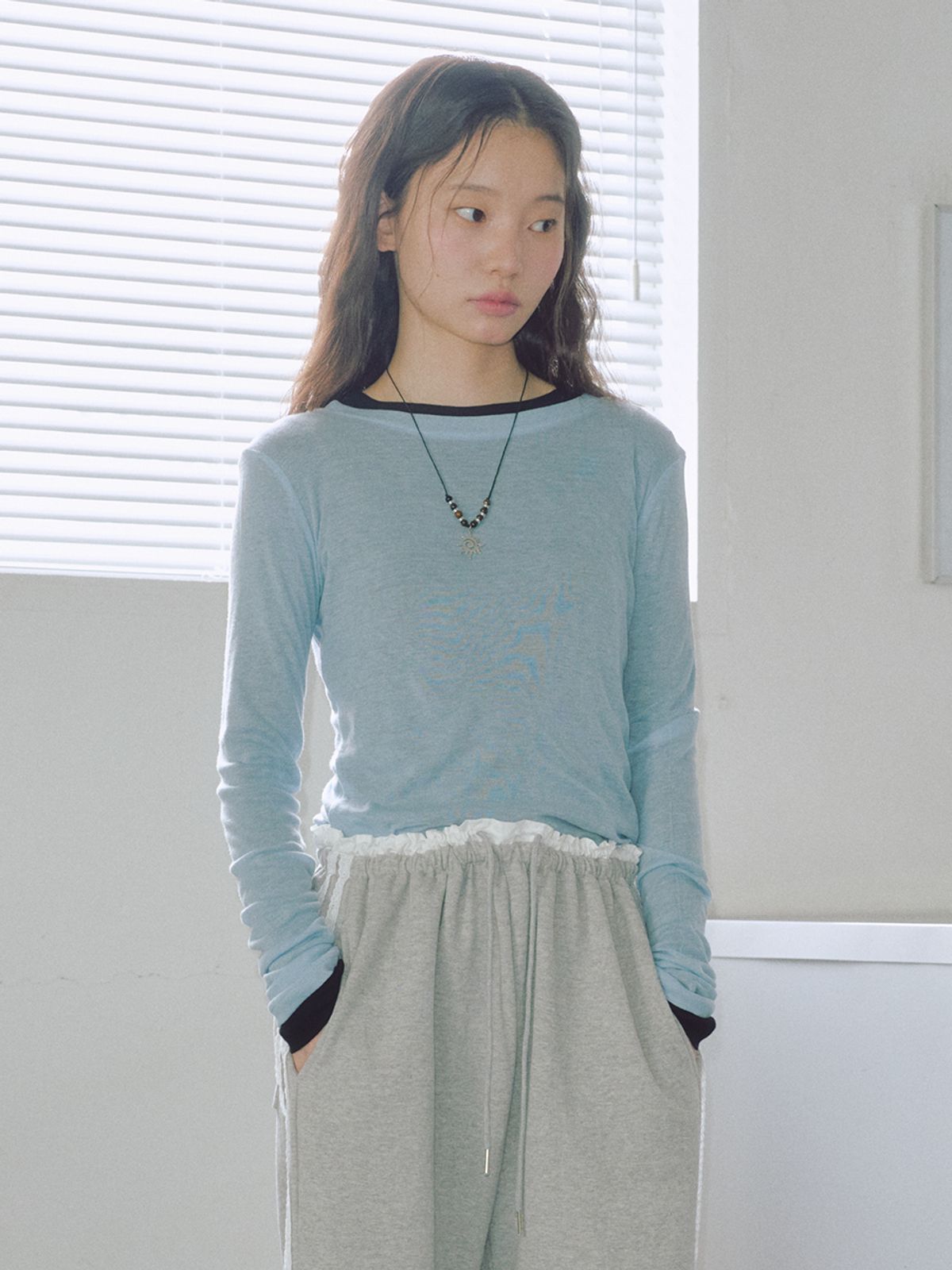 로우비(LOWBI) CANDY TENCEL T-SHIRTS SKY BLUE