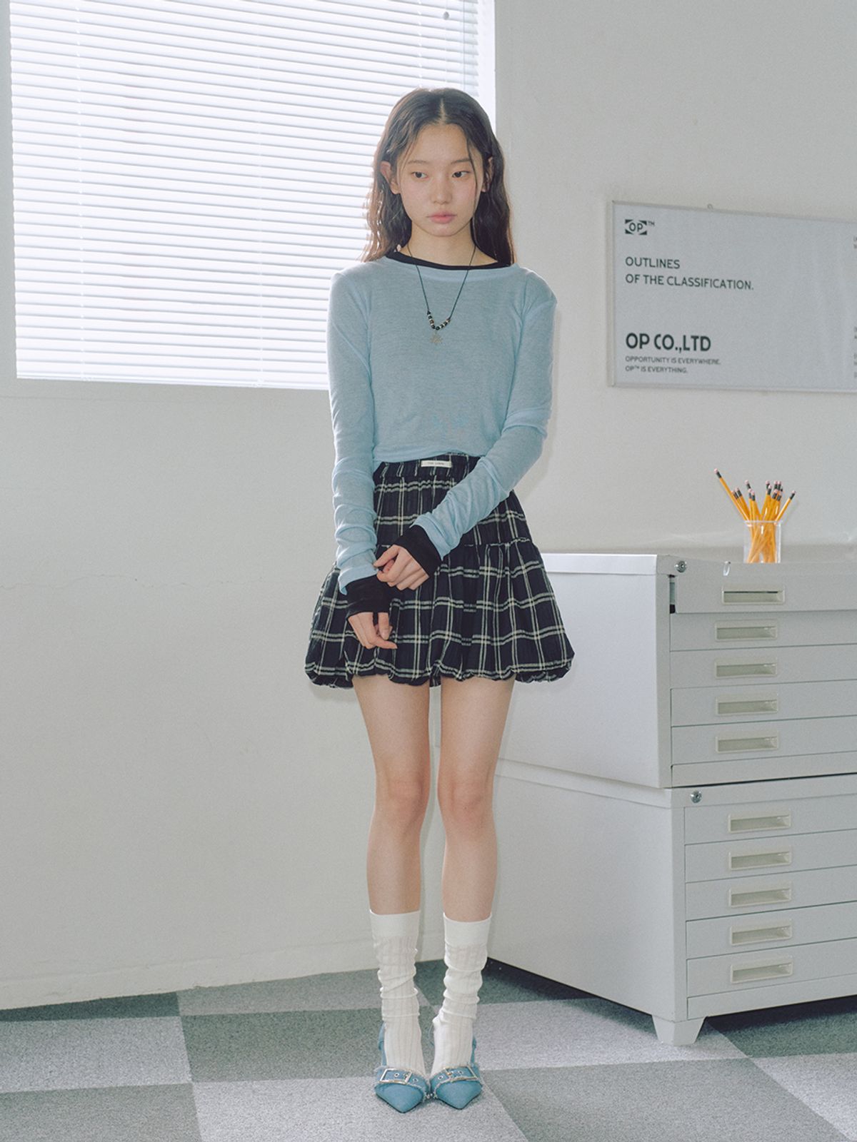 로우비(LOWBI) CANDY TENCEL T-SHIRTS SKY BLUE