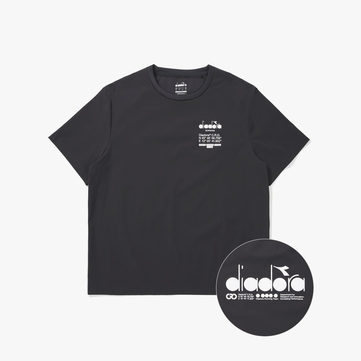 디아도라(diadora) 러닝 쿨링 반팔 피스테 DARK GREY