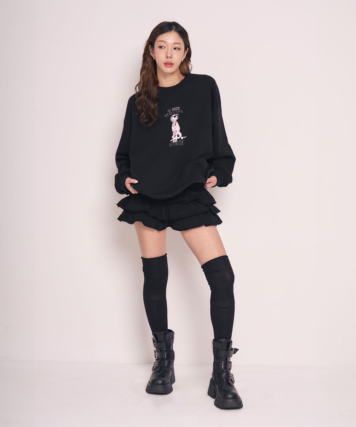레디(RED.2) 달마시안 맨투맨 블랙핑크