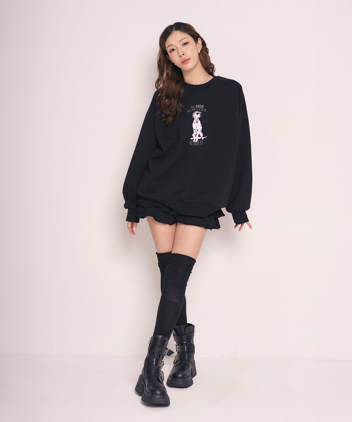 레디(RED.2) 달마시안 맨투맨 블랙핑크