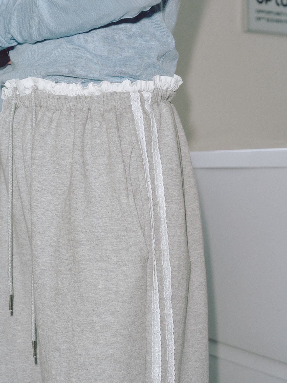 로우비(LOWBI) LACE WIDE PANTS GREY