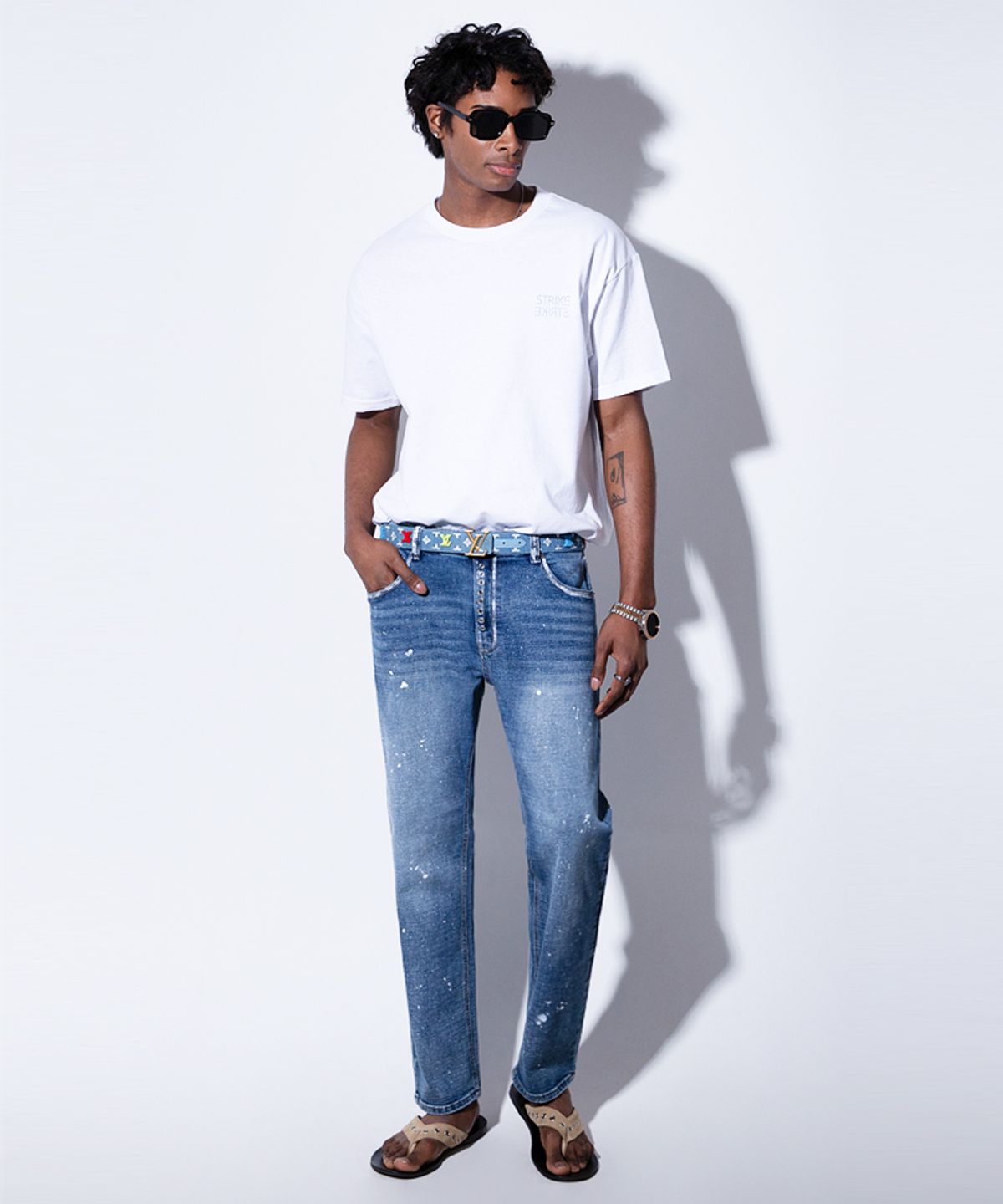 스트라이크(STRIKE) Abstract Splatter Slim Jeans (BLUE)