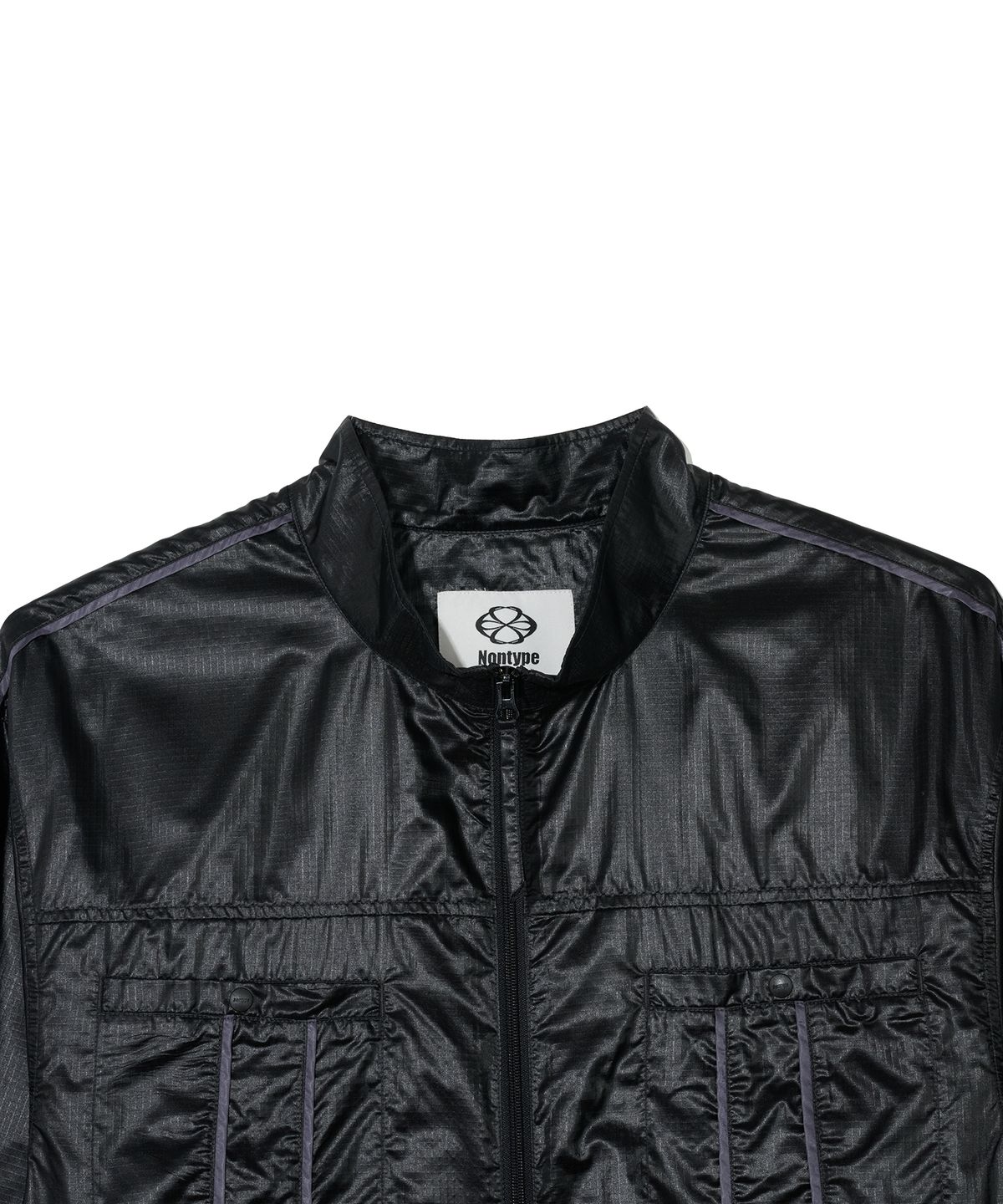 논타입(NONTYPE) PIPING LIGHT WIND JUMPER (BLACK)