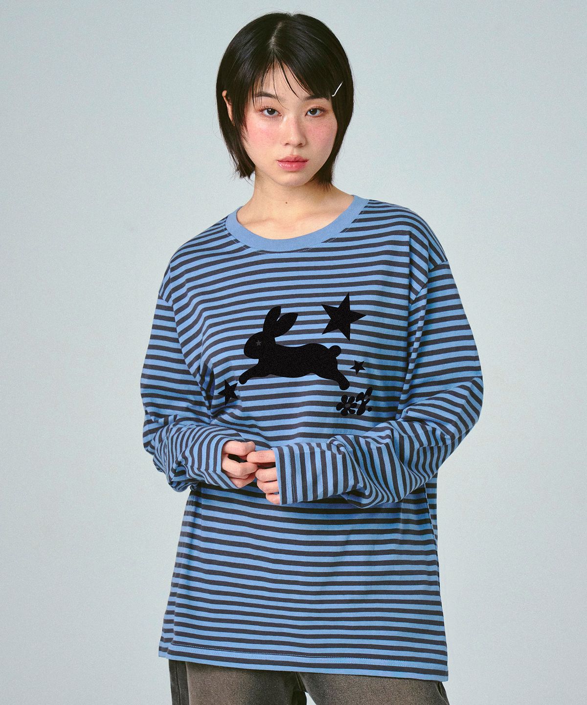 그레이버(GRAVER) [UNISEX]JUMP RABBIT 스트라이프 롱슬리브_3color