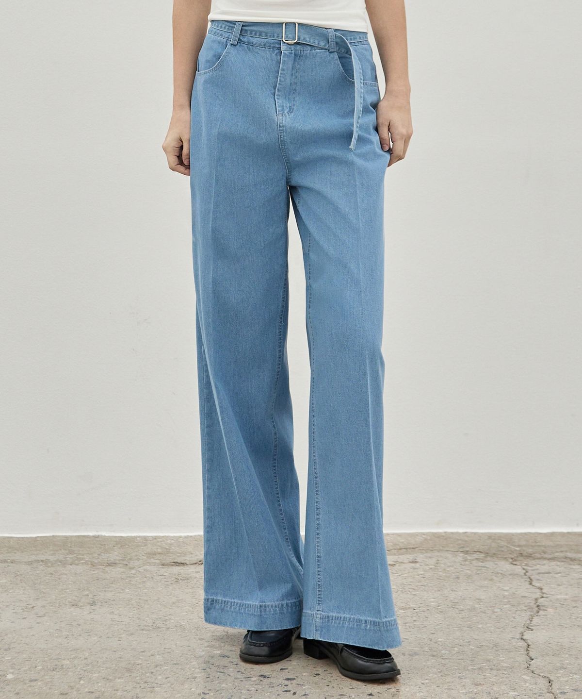 엘리오티(ELLIOTI) Belted Wide Denim Pants_3Color