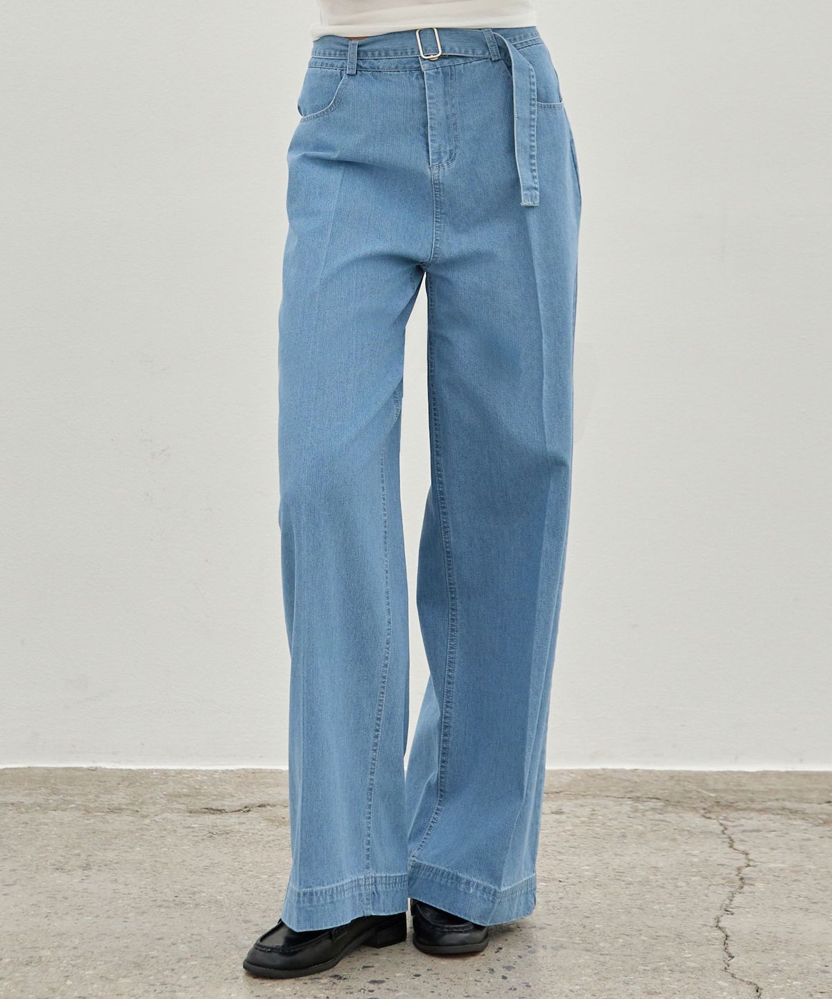 엘리오티(ELLIOTI) Belted Wide Denim Pants_3Color