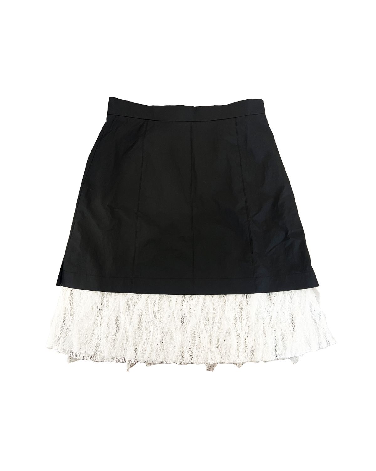 씬(SEEN) LACE LAYERED NYLON SKIRT (Black)