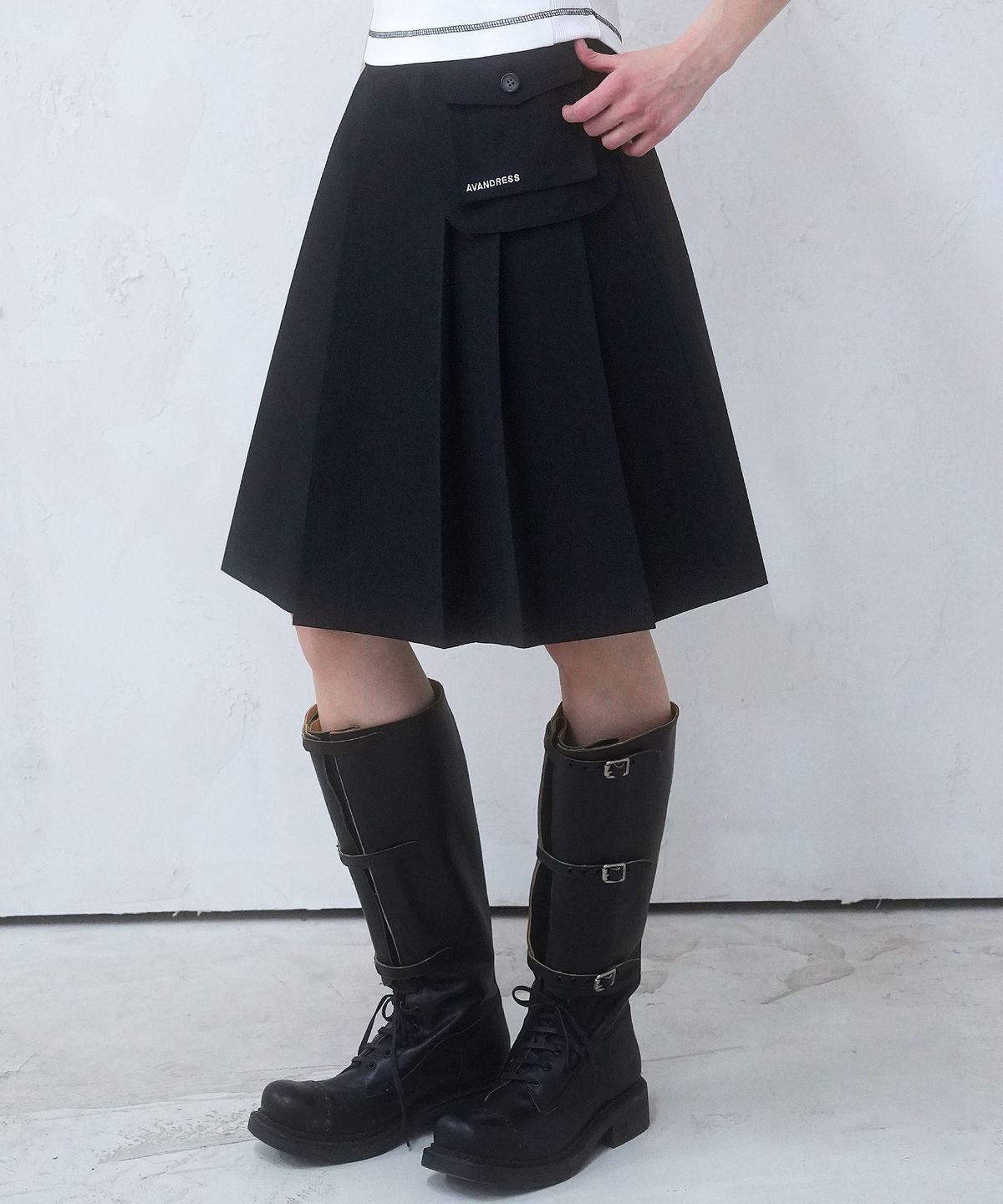 어반드레스(AVANDRESS) Saddle Midi Pleats Skirt - 2COL