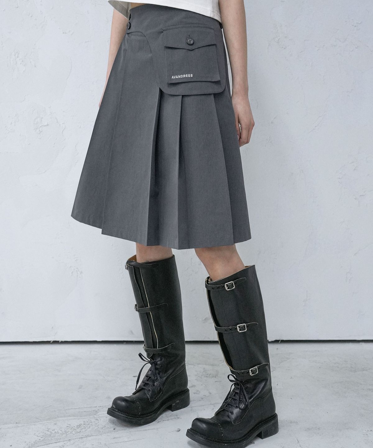 어반드레스(AVANDRESS) Saddle Midi Pleats Skirt - 2COL