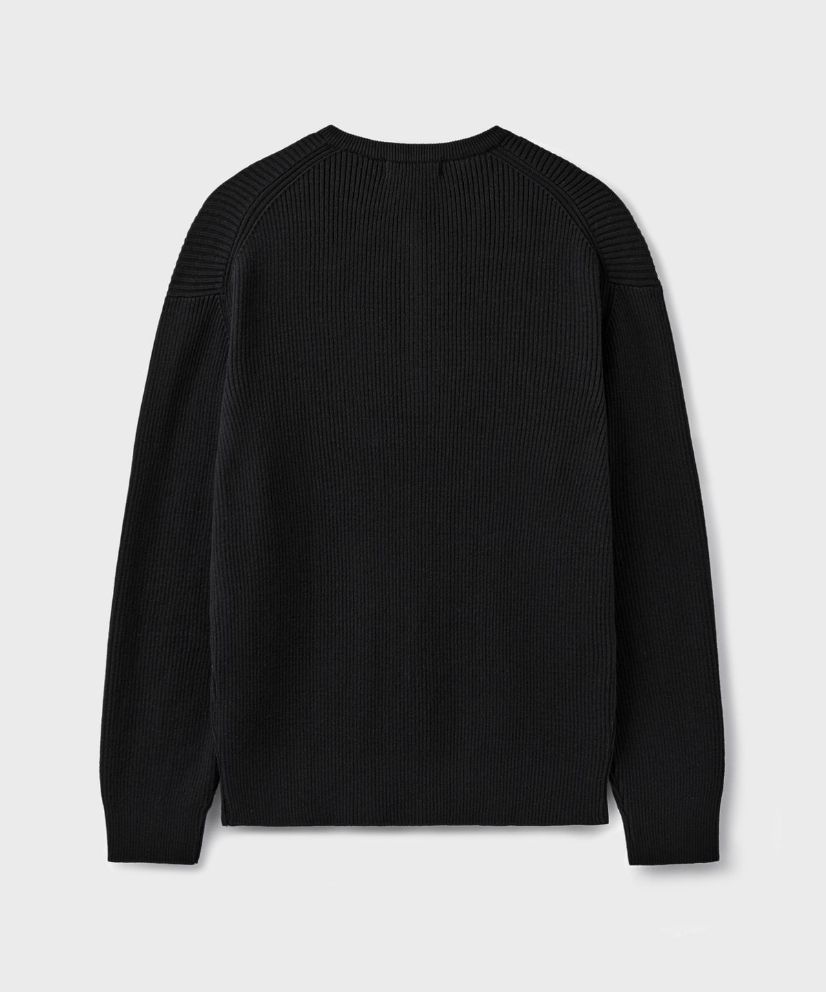브랜디드(BRANDED) HARD TWIST RIBBED HENLEY NECK KNIT [BLACK]