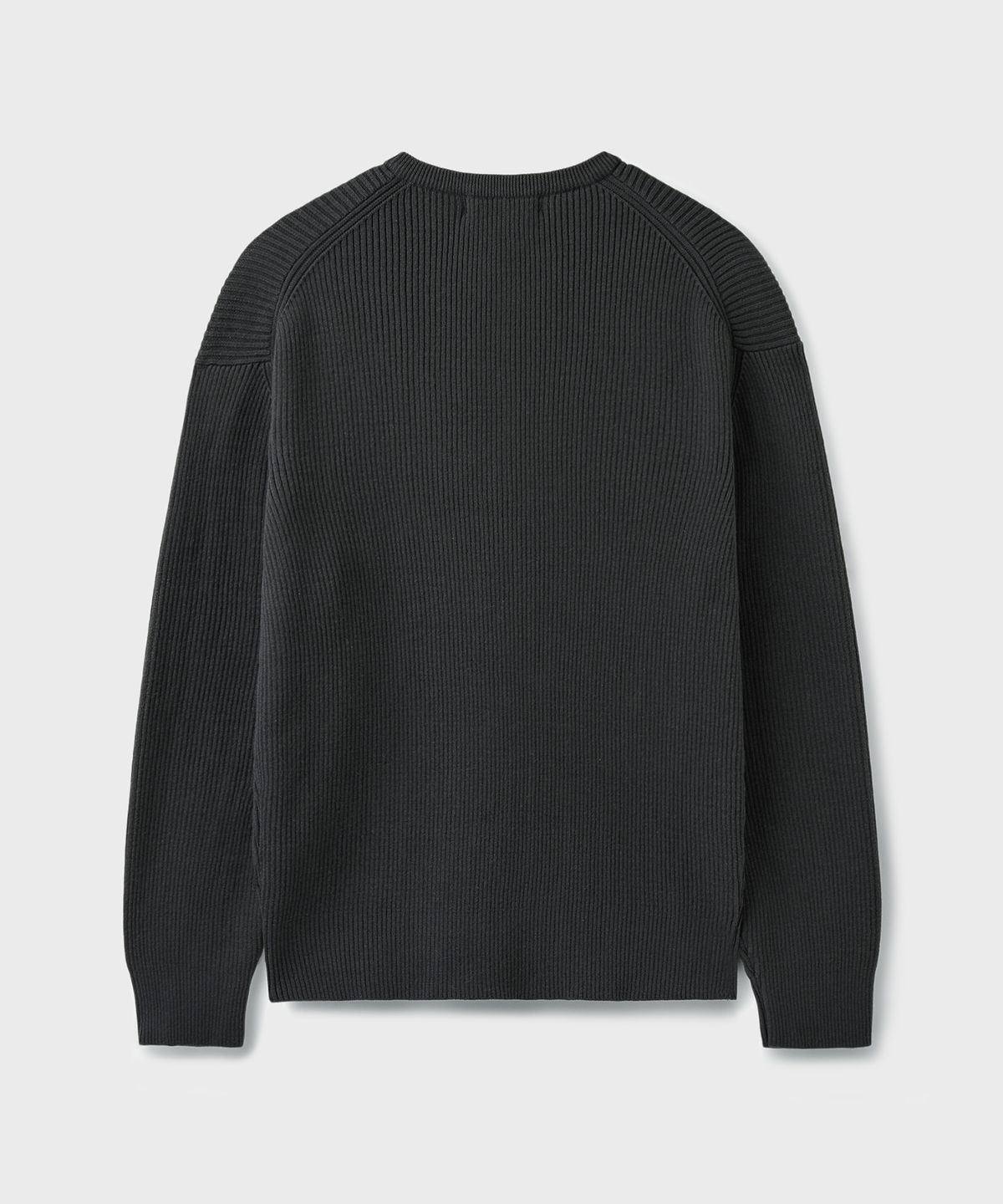 브랜디드(BRANDED) HARD TWIST RIBBED HENLEY NECK KNIT [GRAPHITE]
