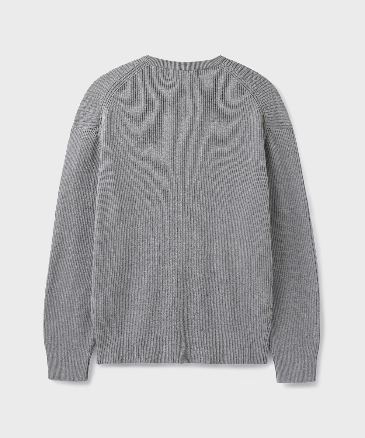 브랜디드(BRANDED) HARD TWIST RIBBED HENLEY NECK KNIT [MELANGE GRAY]