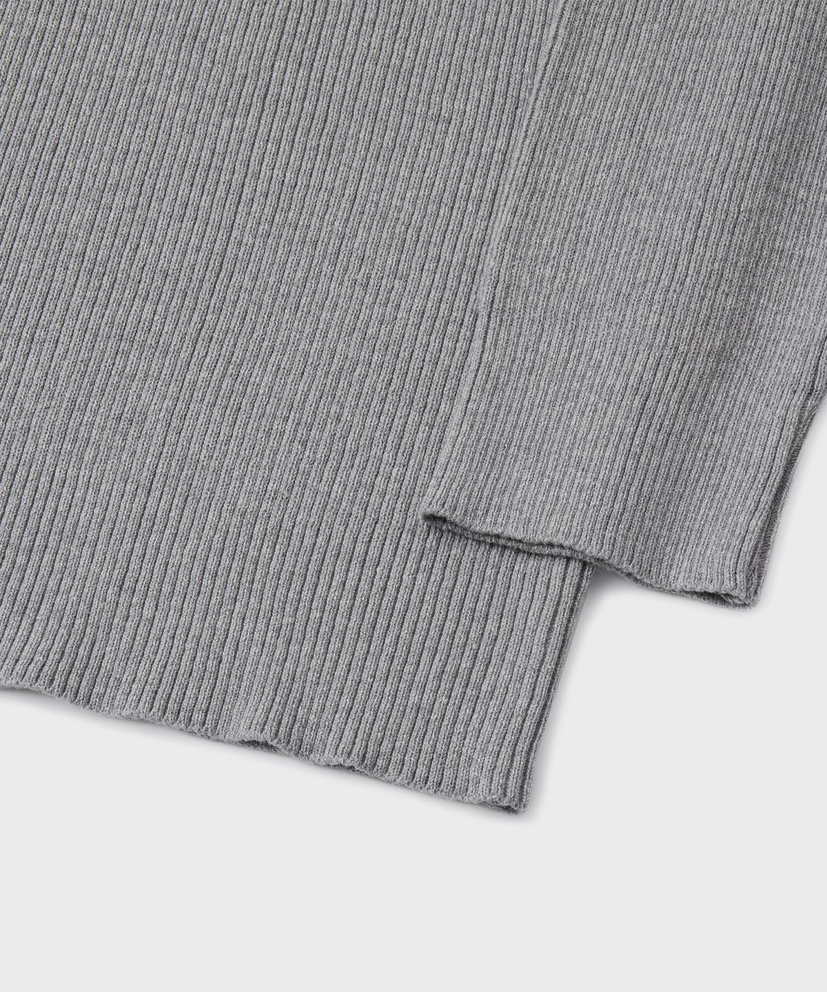 브랜디드(BRANDED) HARD TWIST RIBBED HENLEY NECK KNIT [MELANGE GRAY]