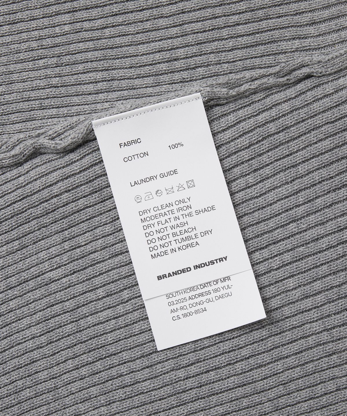 브랜디드(BRANDED) HARD TWIST RIBBED HENLEY NECK KNIT [MELANGE GRAY]