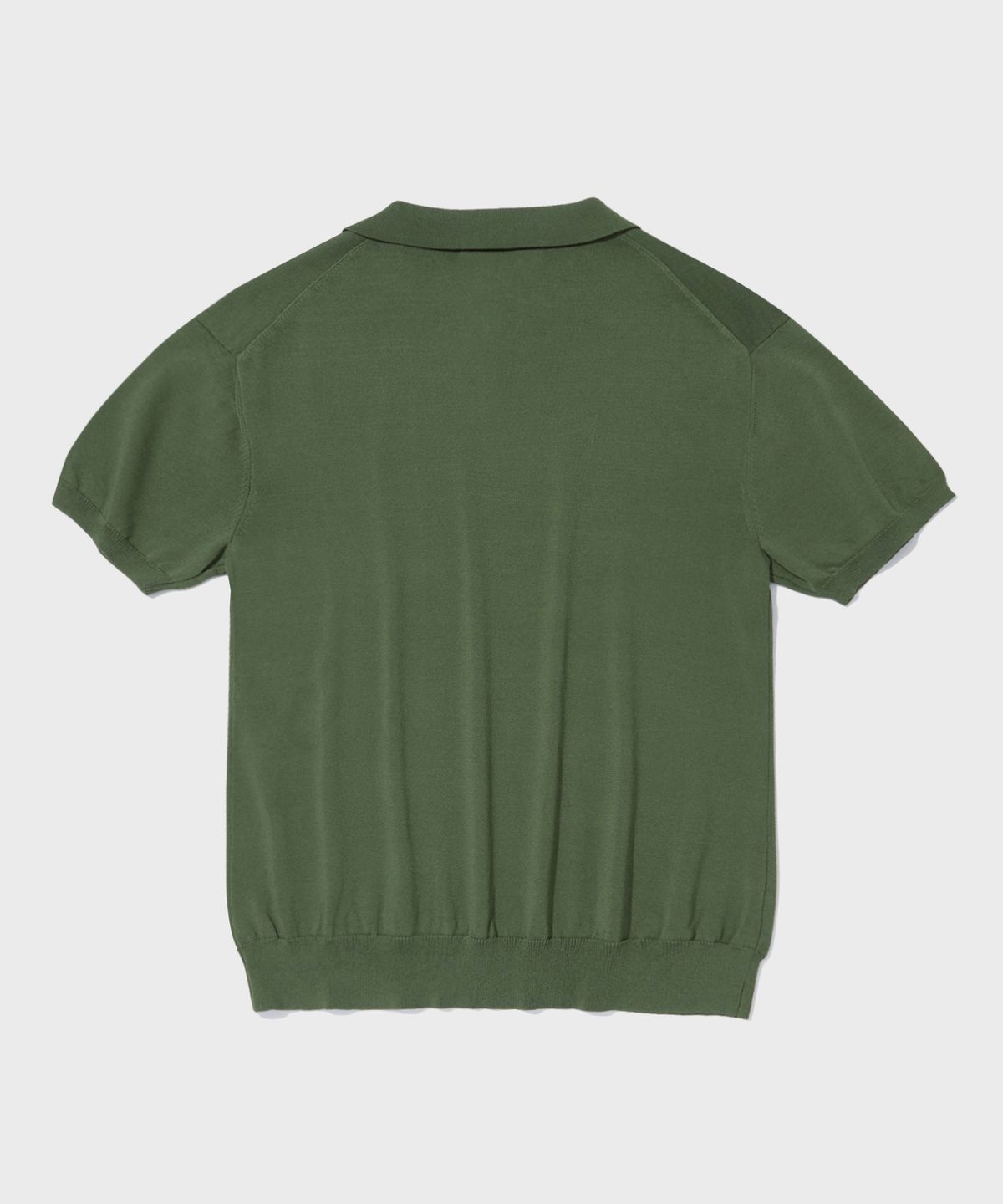 아웃스탠딩(OUTSTANDING) HS KNIT OPEN COLLAR SHIRT_OLIVE