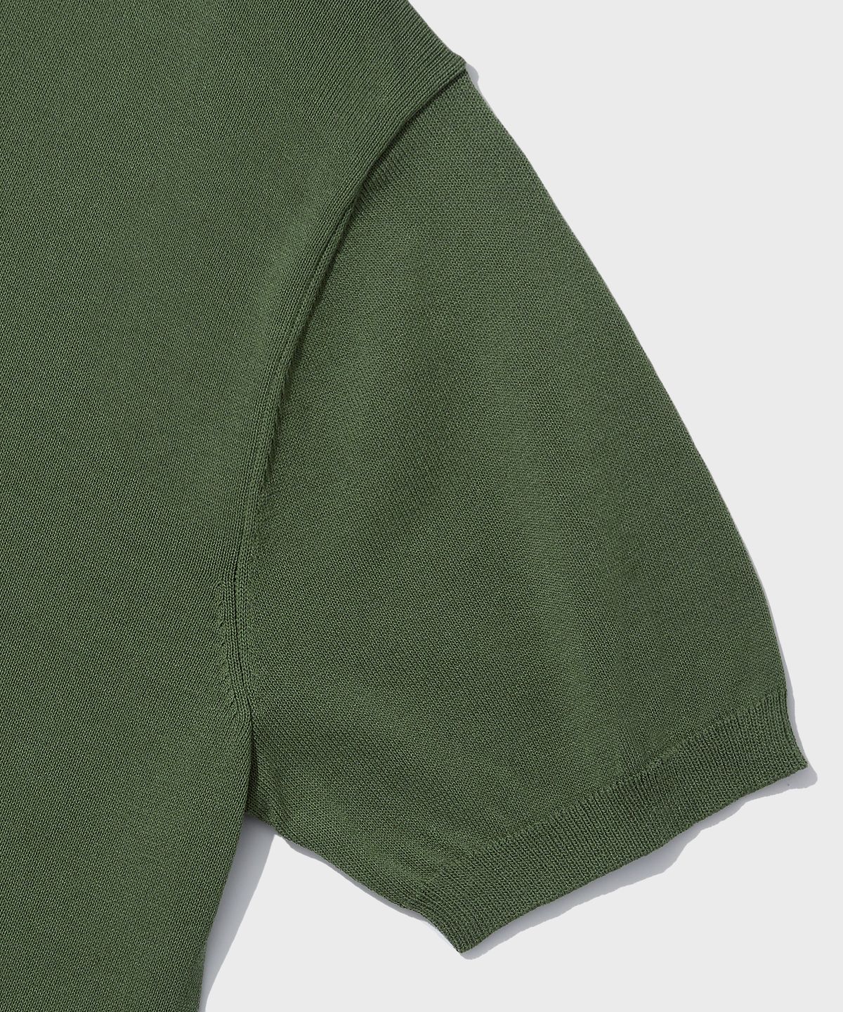 아웃스탠딩(OUTSTANDING) HS KNIT OPEN COLLAR SHIRT_OLIVE