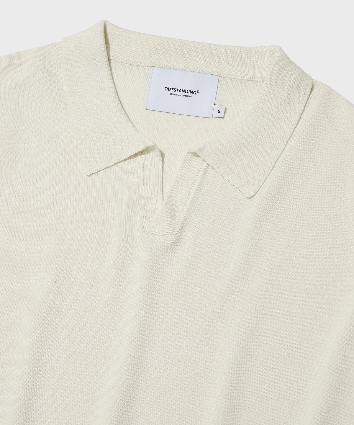 아웃스탠딩(OUTSTANDING) HS KNIT OPEN COLLAR SHIRT_IVORY