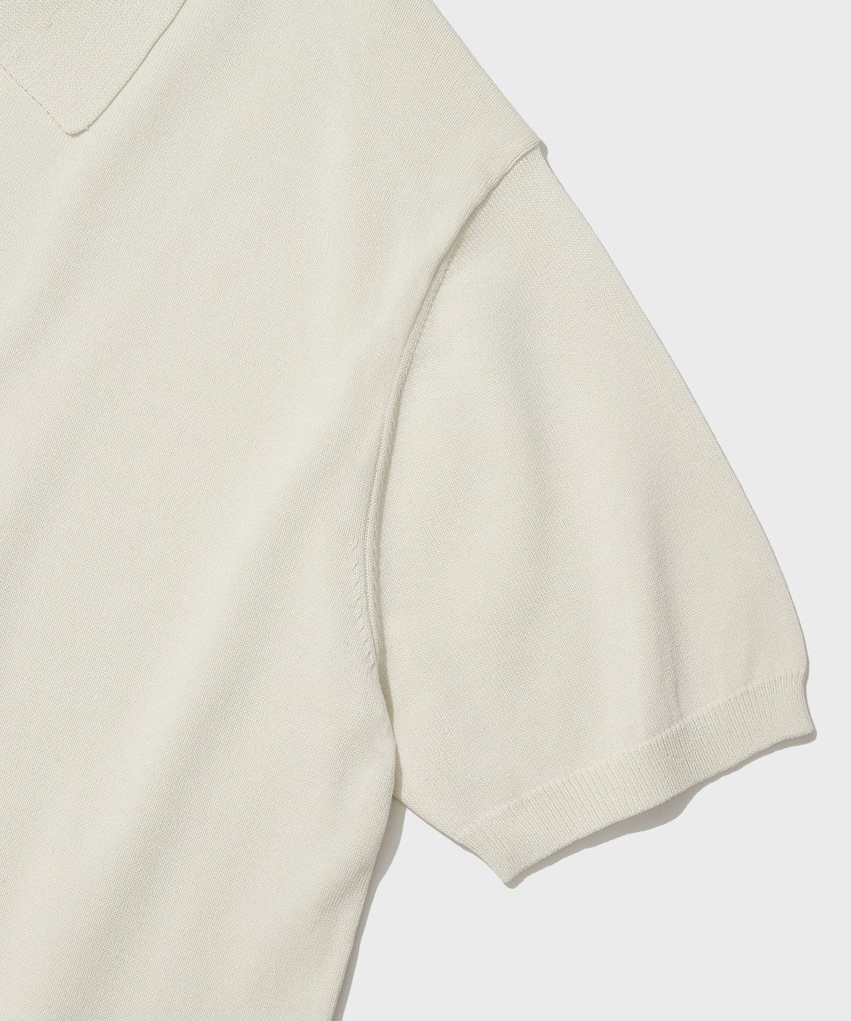 아웃스탠딩(OUTSTANDING) HS KNIT OPEN COLLAR SHIRT_IVORY