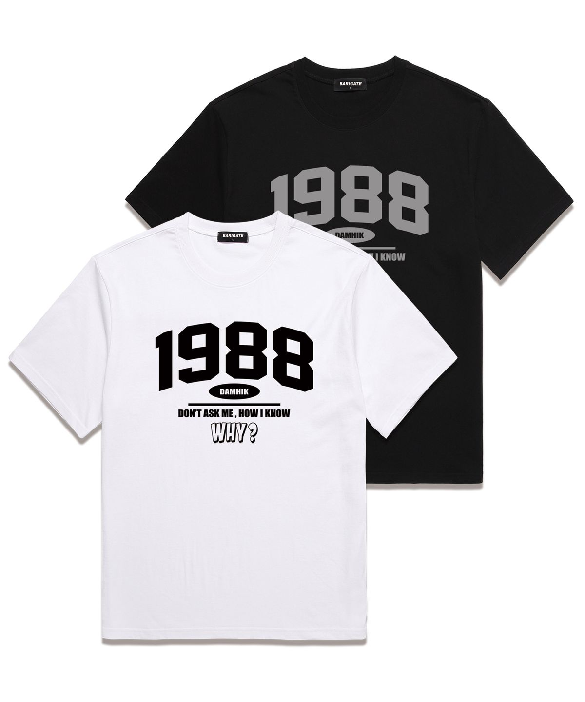 바리게이트(BARIGATE) 1988 WHY 오버핏 반팔 티셔츠 (BS024) 화이트